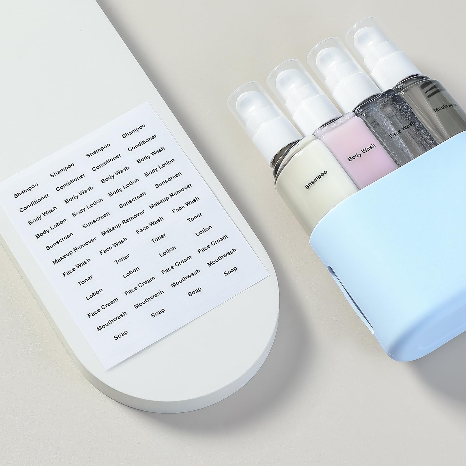 3Oz Travel Bottles Set, Tsa Approved Portable Travel Containers For Shampoo Liquid With Labels,Travel Containers Dispenser Set -