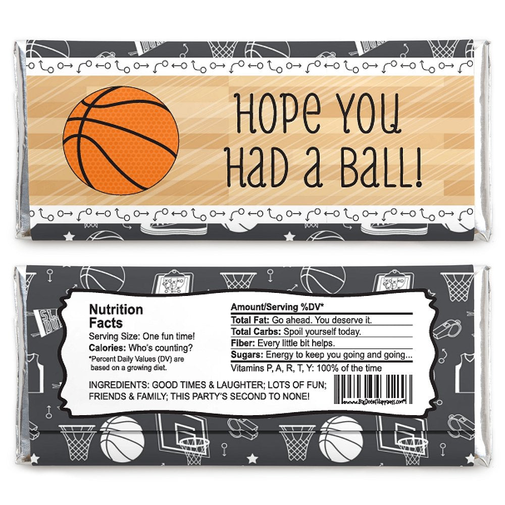 Big Dot Of Happiness Nothin' But Net - Basketball - Candy Bar Wrappers Birthday Party Favors - Set Of 24