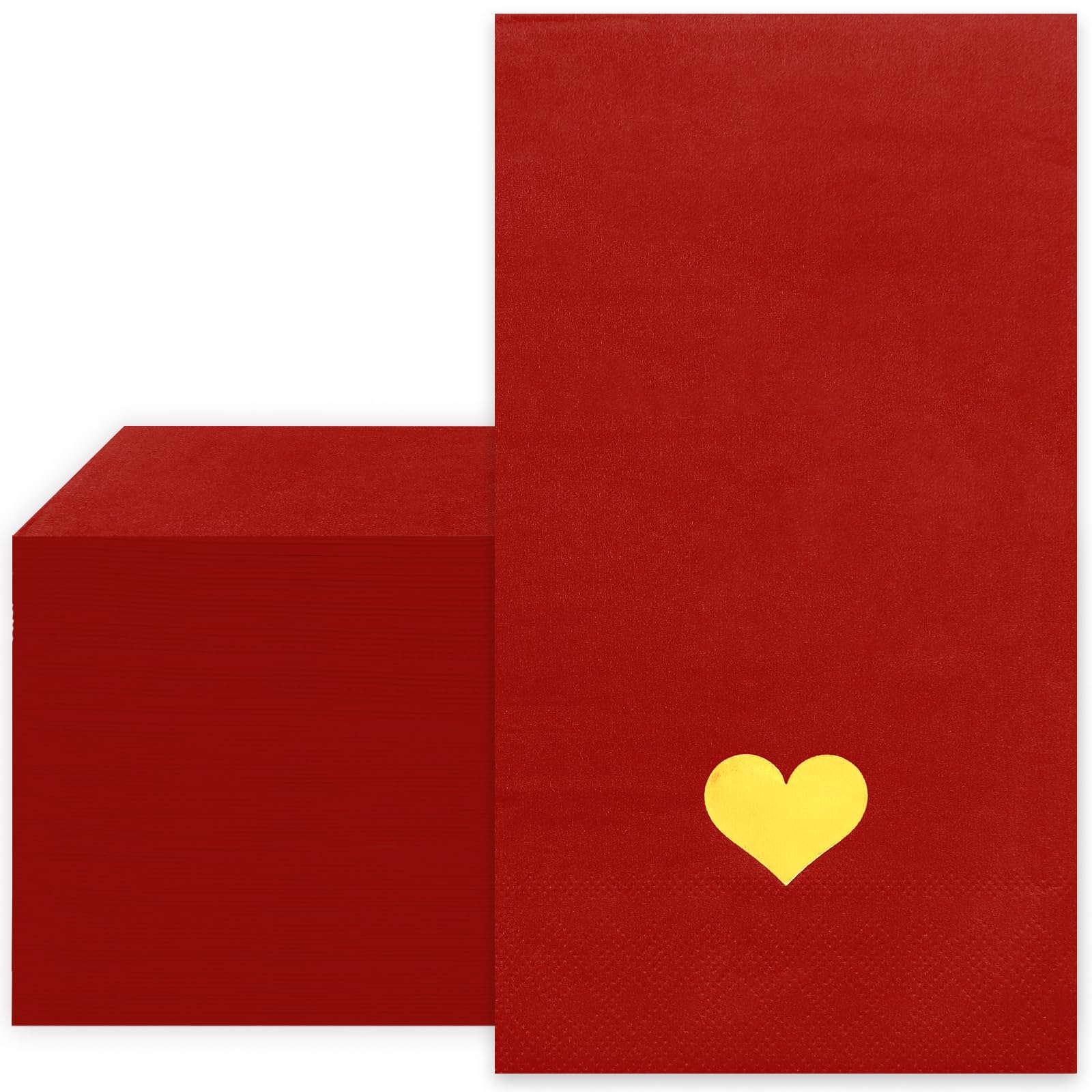 Jarthenaamcs Valentine'S Day Paper Guest Napkin Gold Foil Heart 3 Ply Disposable Napkin Red Dinner Hand Napkin Towel For Party S