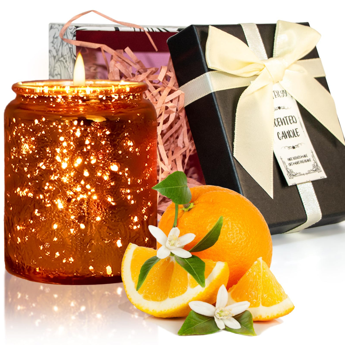 Diteryy Orange Aromatherapy Soy Candle for Home Scented Essential Oil Candlewax Bath and Body Works Burn Long Lasting Jar Candle
