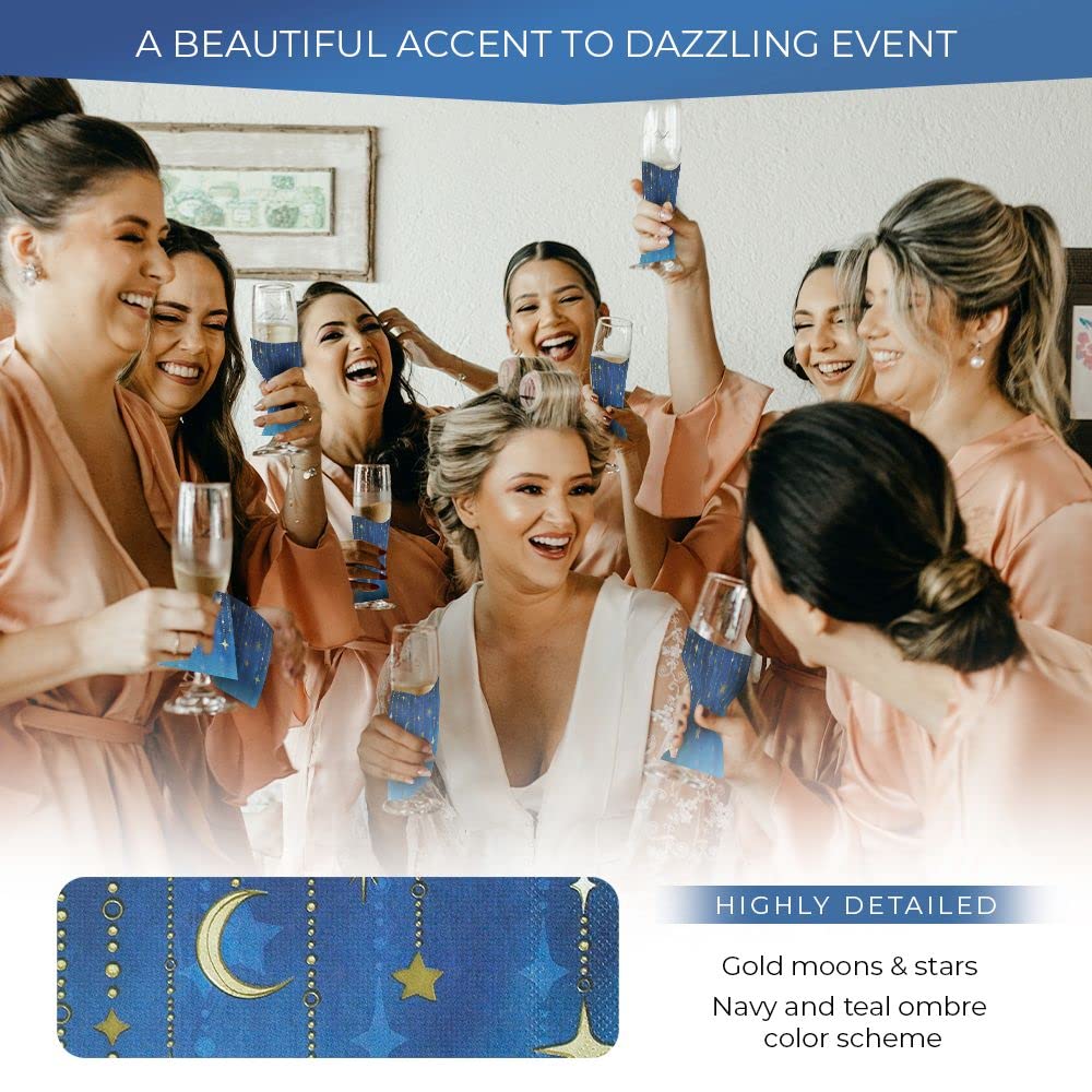 Havercamp Starry Night Luncheon Napkins (32 Pack!) 32 Beautifully Printed Large Luncheon Napkins- Coordinates With Starry Night