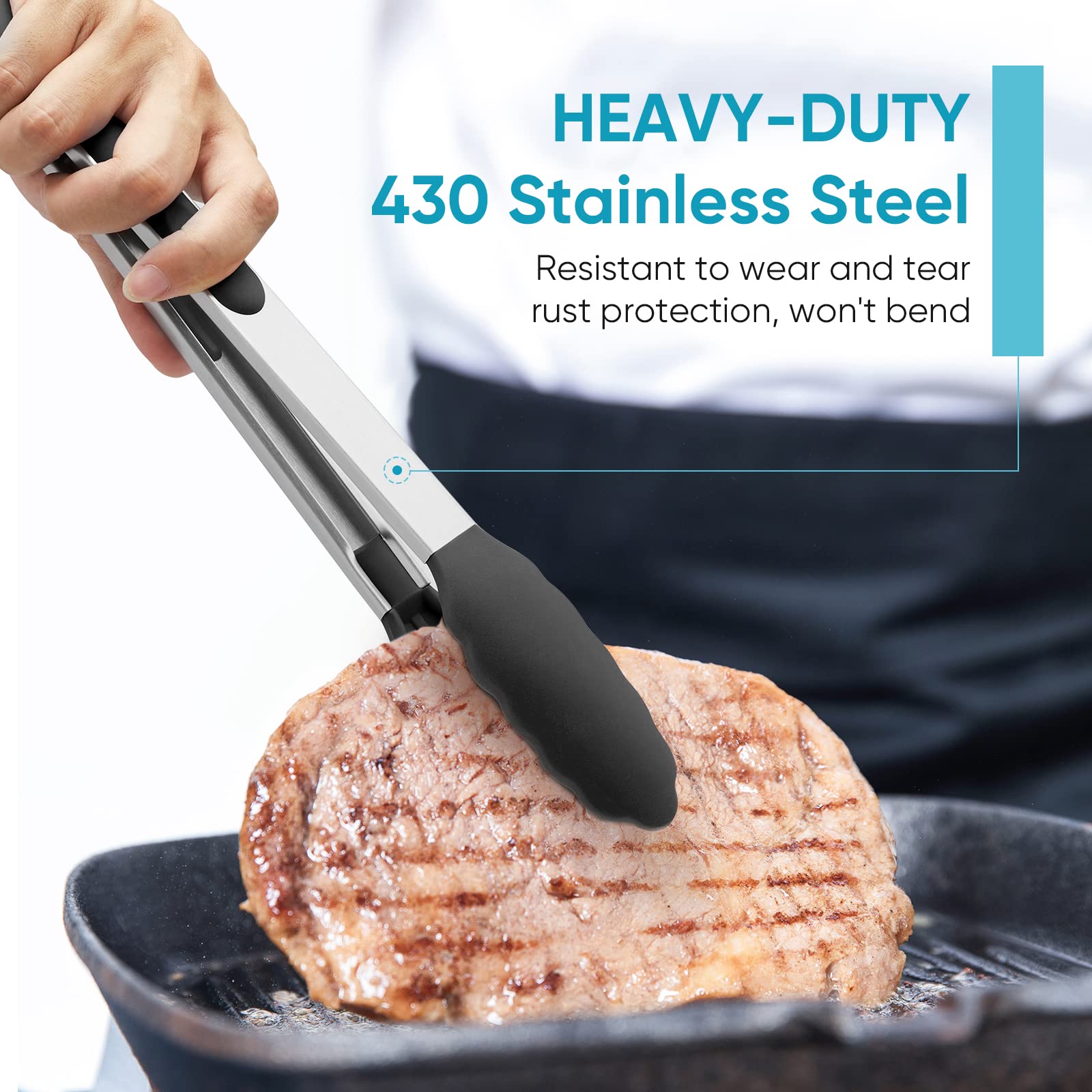 600? Heat Resistant Kitchen Tongs For Cooking With Silicone Tips,Maywe Tanso 12-Inch Stainless Steel Locking Cooking Tongs Food