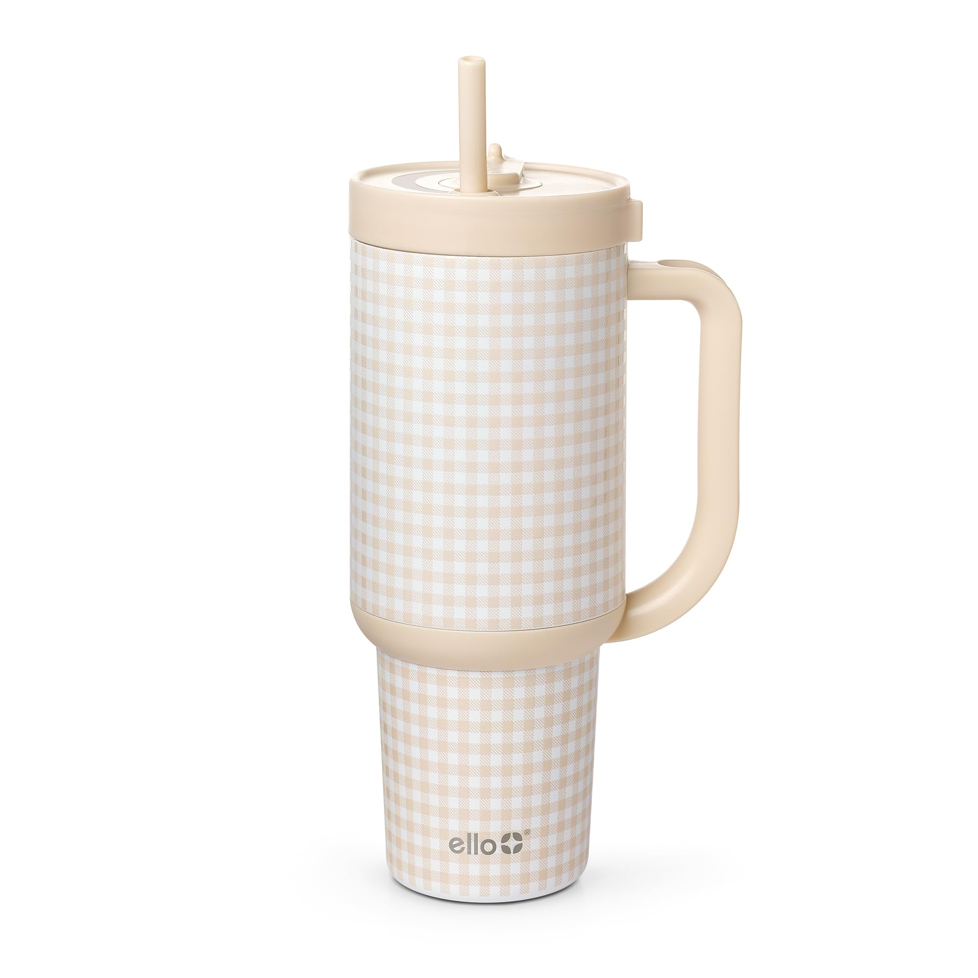 Ello Oasis 40oz Stainless Steel Water Bottle - Beige Gingham