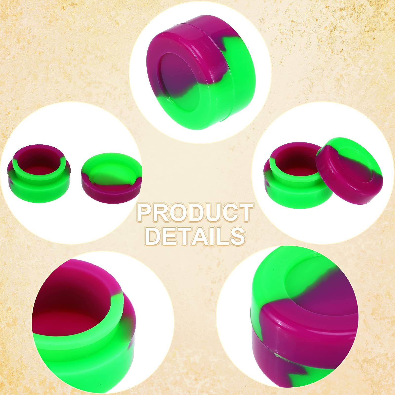 Outus 50 Pieces Silicone Wax Containers Non Stick Silicone Wax Containers Multi Use Storage Jars Oil Concentrate Bottles For Hom