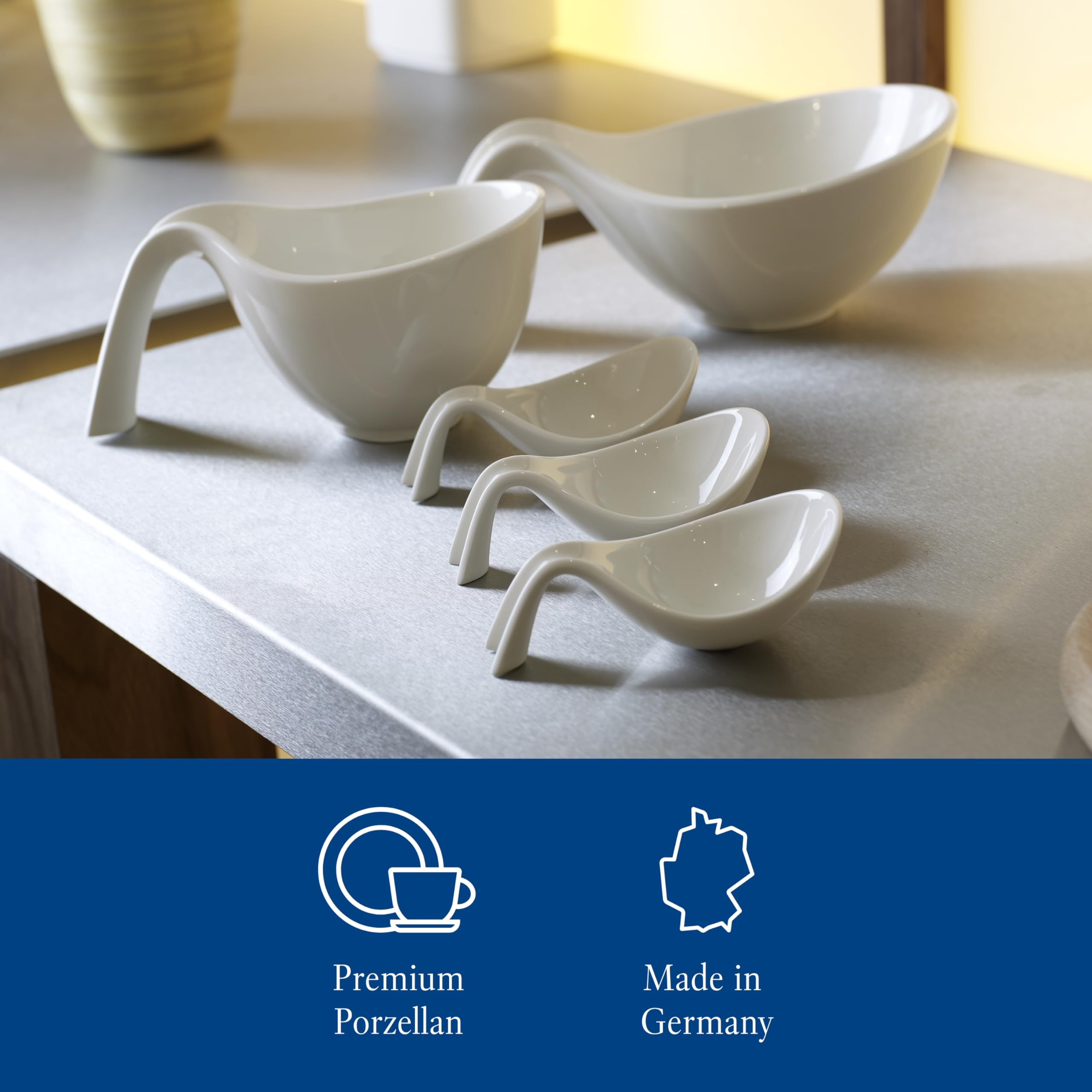 Villeroy & Boch Flow Salad Bowl With Handle, 20.25 Oz, Premium Porcelain, White