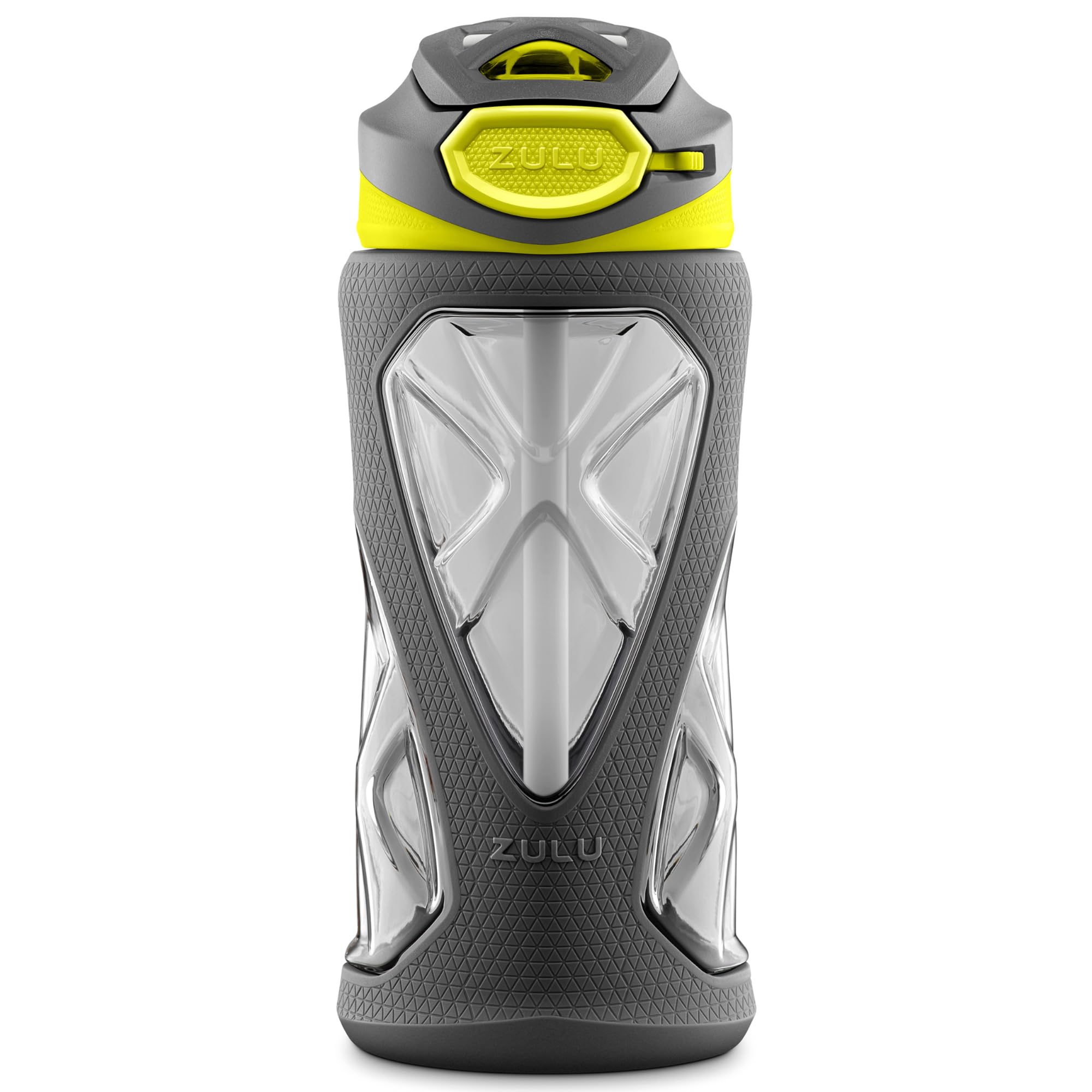 Zulu Torque 16Oz Plastic Kids Water Bottle With Silicone Sleeve And Leak-Proof Locking Flip Lid And Carry Loop For School Backpa