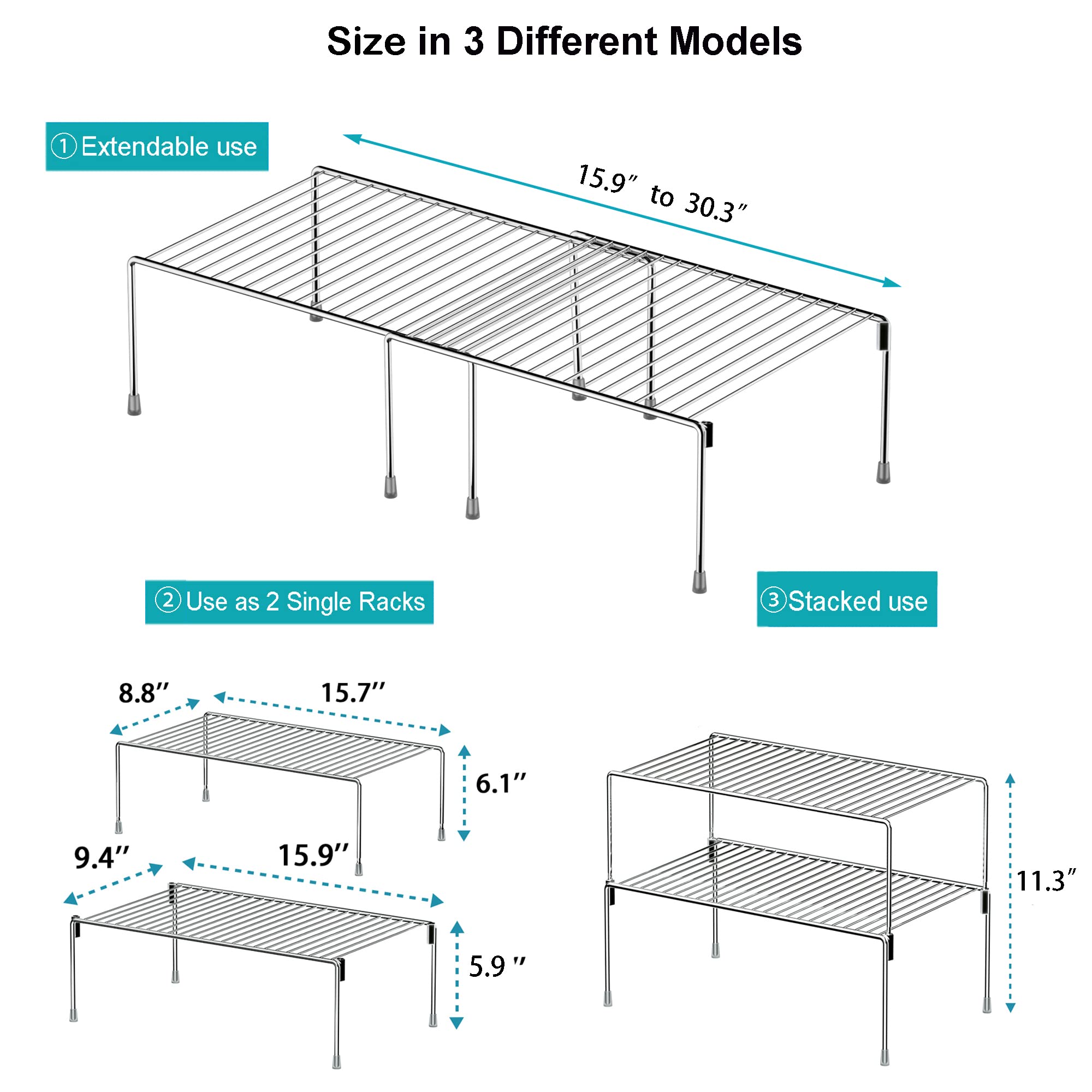 Ipegtop Set Of 2 Stackable Freezer Cabinet Storage Shelf Rack, Rustproof Steel Metal Frame Kitchen Organizer Space Saver For Cab