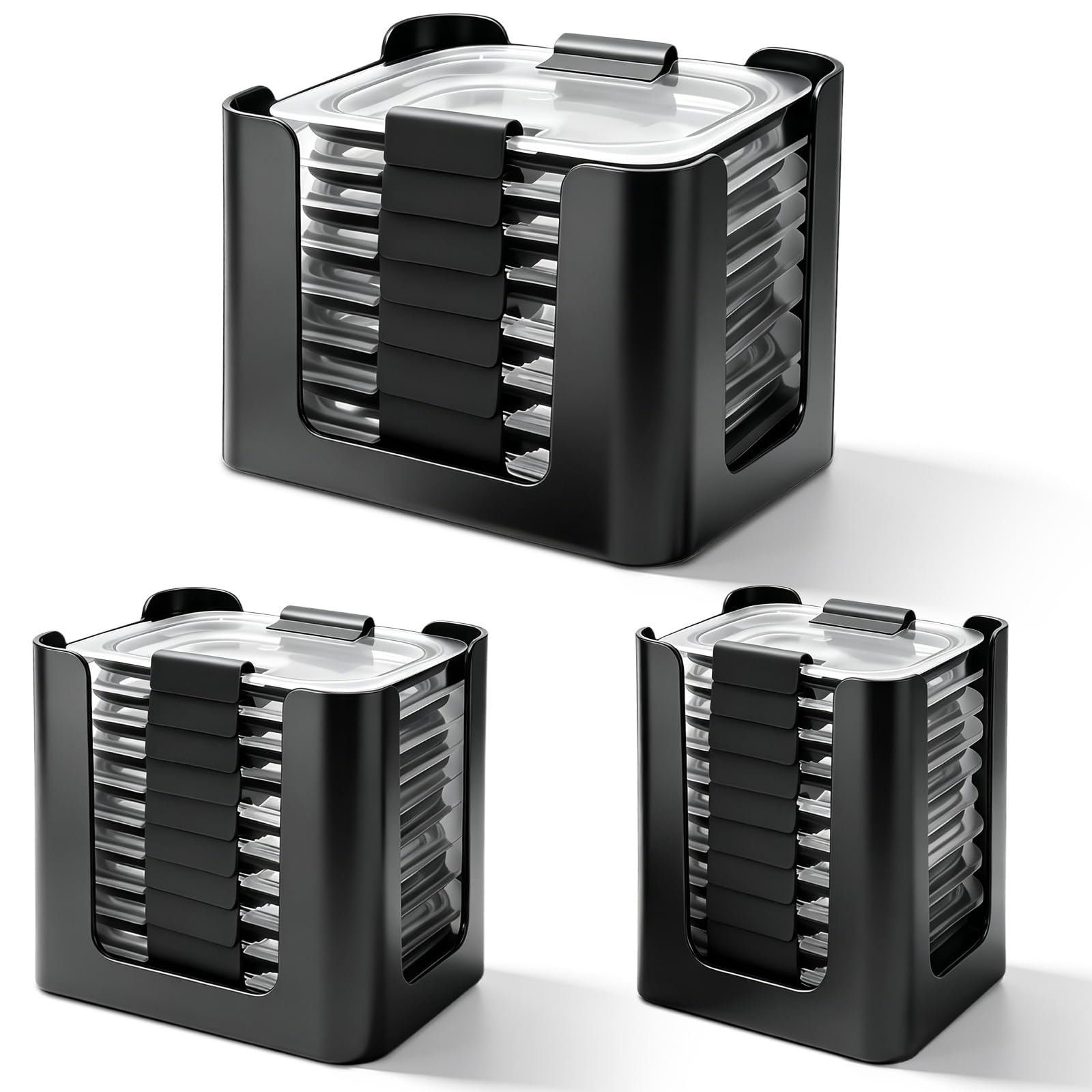 Dunkive 3Piece Food Container Lid Organizer for Kitchen Cabinets