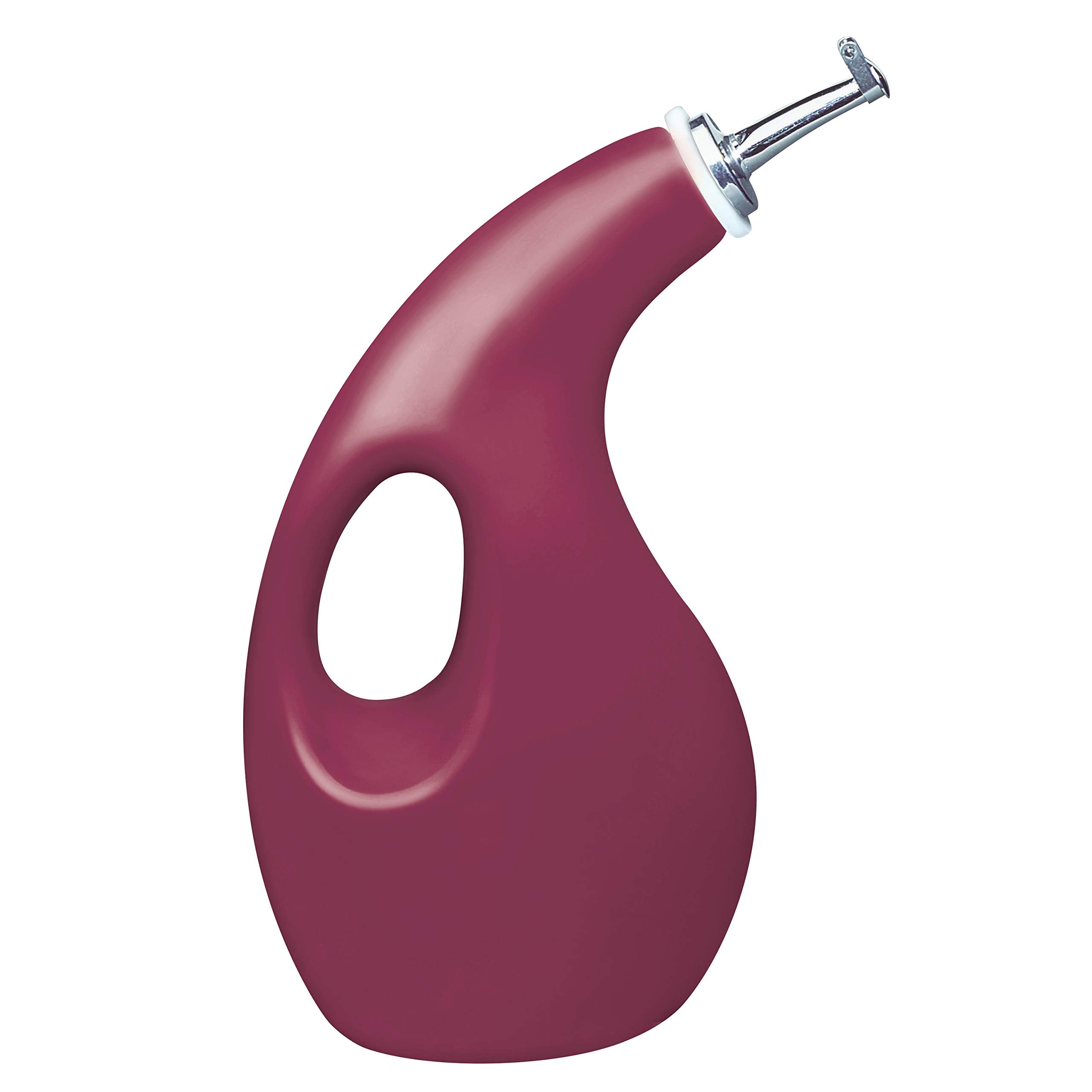 Rachael Ray Solid Glaze Ceramics Evoo Olive Oil Bottle Dispenser With Spout - 24 Ounce , Red,Burgundy