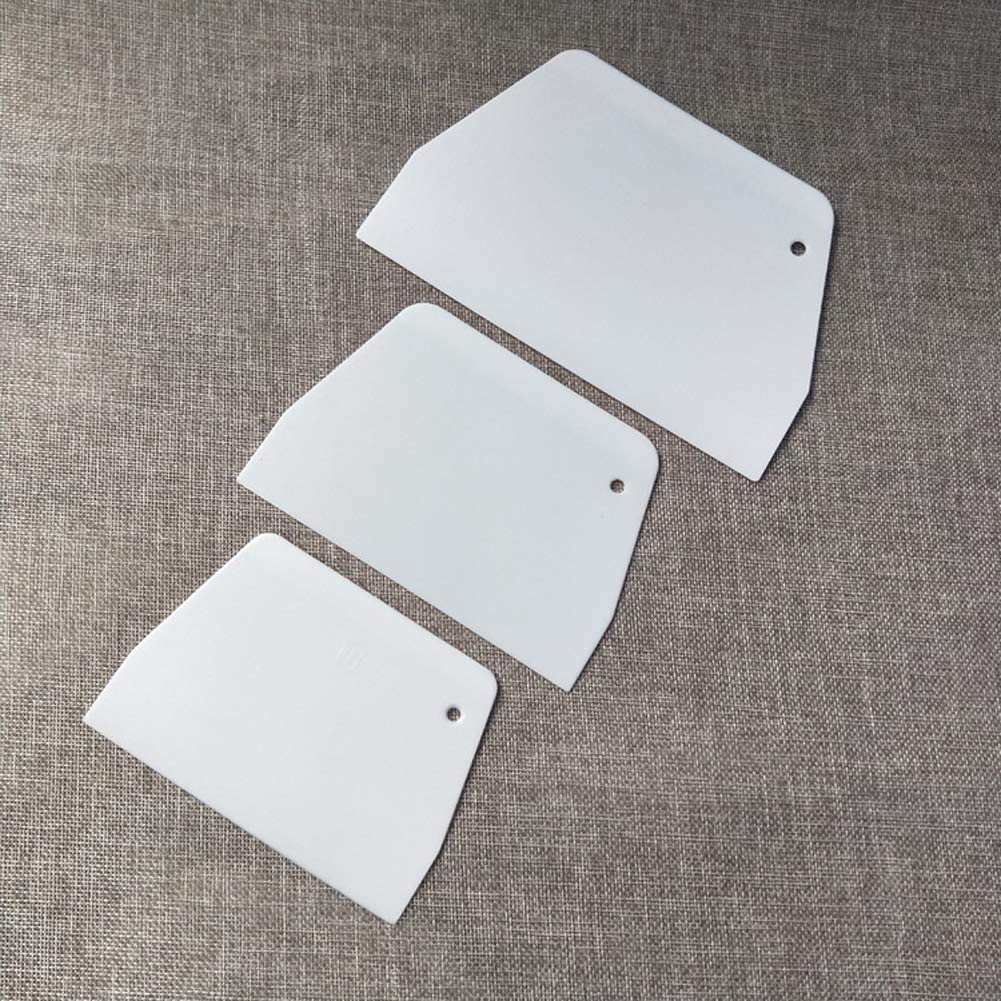 3 Pieces Dough Scraper Bowl Scraper Food-Safe Plastic Dough Cutter Trapezoidal Plastic Scraper Practical Bench Scraper Multipurp