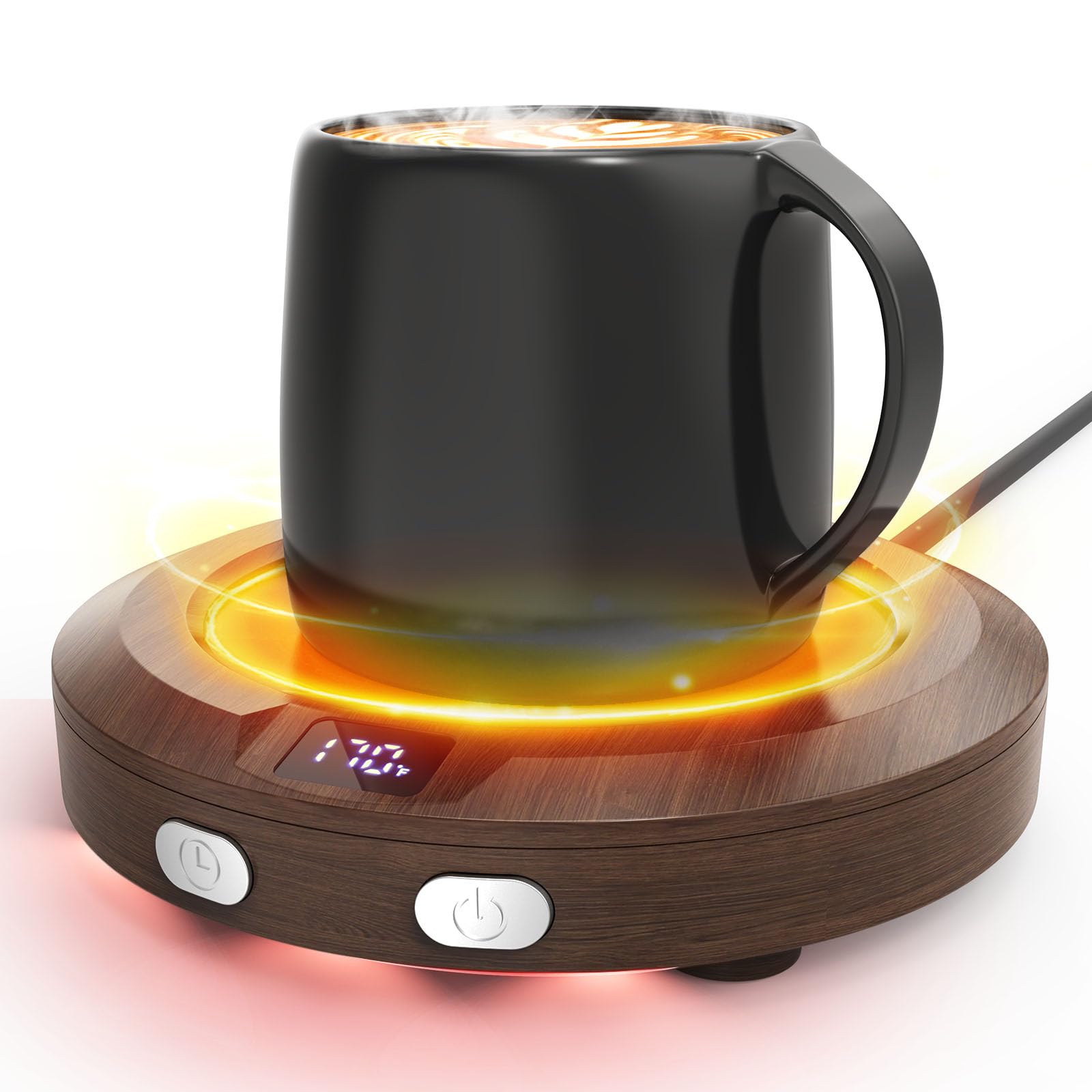 Mug Warmer, Coffee Warmer For Desk, Coffee Cup Warmer With 3 Temp Settings And Ambient Light, 2-12H Timer, 30W