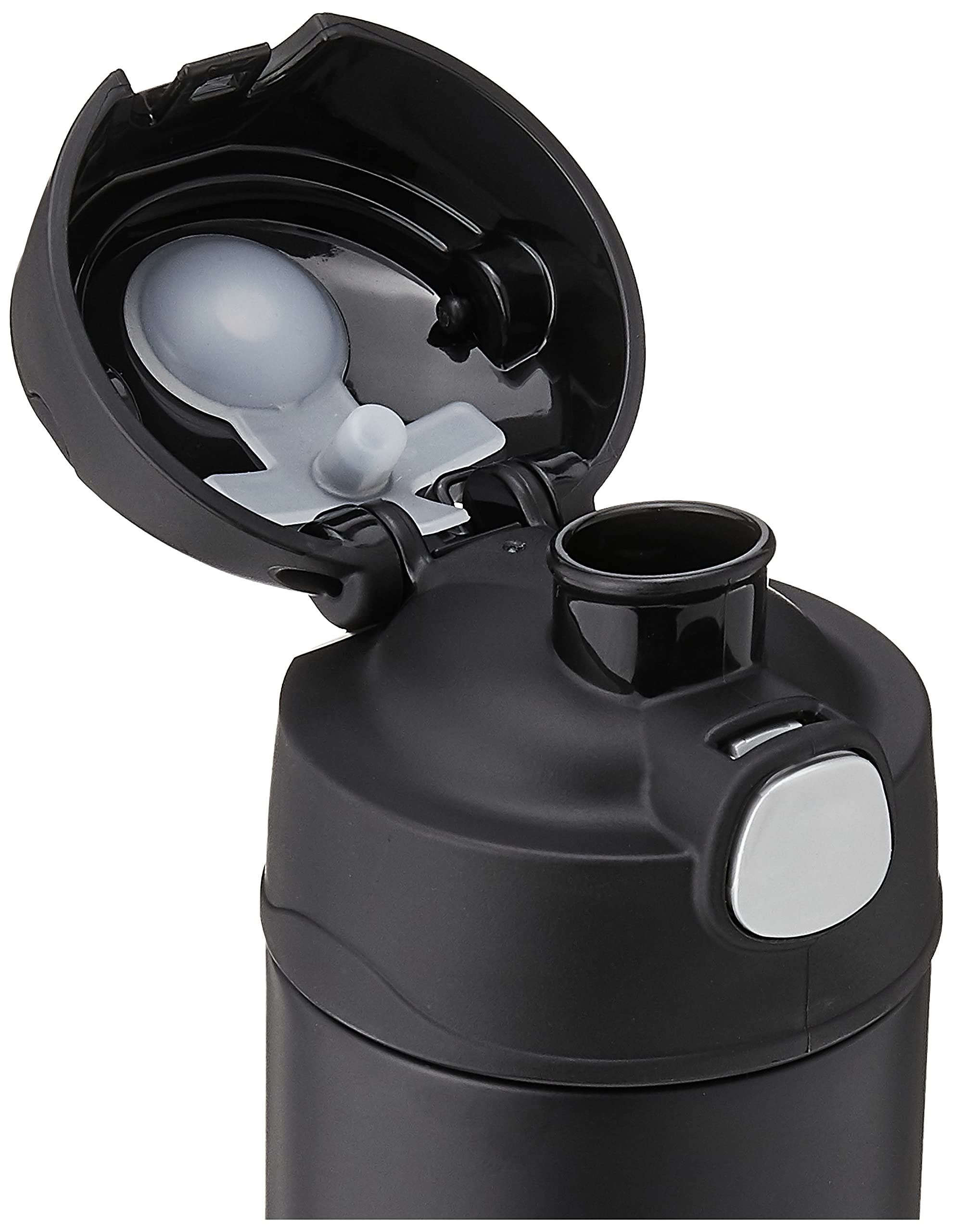 Thermos Funtainer 16 Ounce Stainless Steel Vacuum Insulated Bottle With Wide Spout Lid, Black