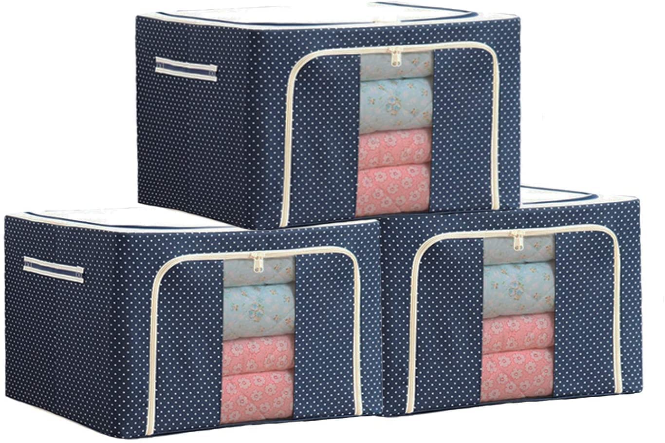 Gnanex 66Liter Storage Box For Clothes Cloth Organizer For Wardrobe Foldable With Sturdy Zipper Clothes Closets Bedrooms Foldabl