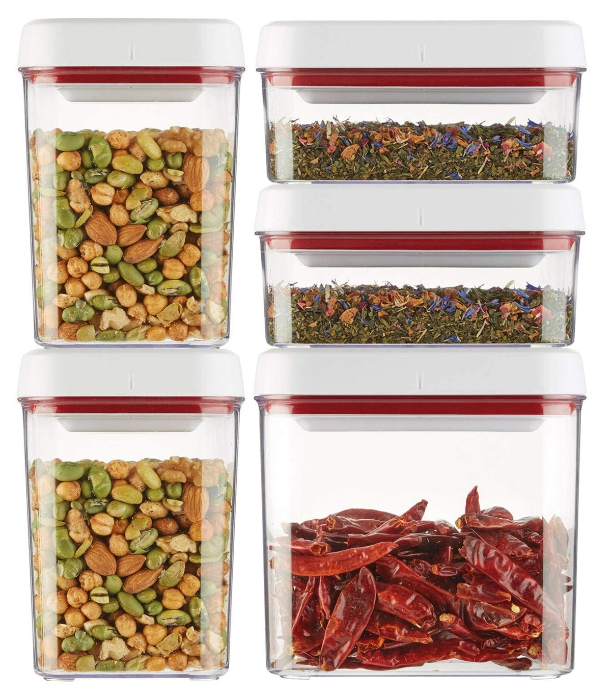 Zyliss Twist & Seal 5-Piece Storage Container Set - Airtight Food Storage Containers - Coffee, Sugar, Cereal, Flour, Pasta And S