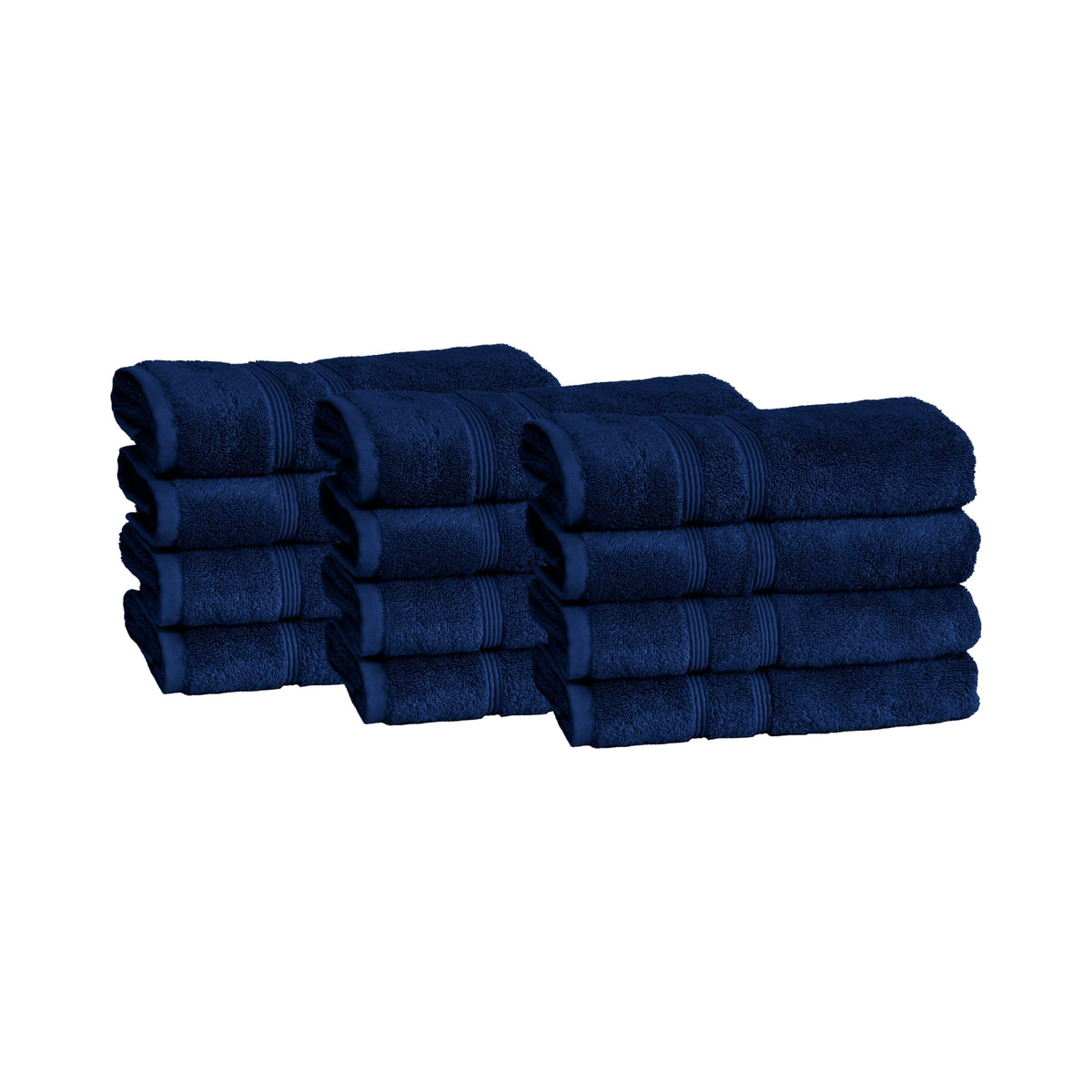 Mosobam Luxury Turkish Set Of 12 Hand Towels 16X30 Navy Blue 700 Gsm Bamboo Viscose & Aegean Turkish Combed Cotton