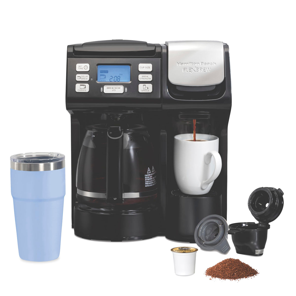 Hamilton Beach Flexbrew Trio 2-Way Coffee Maker, Compatible With K-Cup Pods Or Grounds, Combo, Single Serve & Full 12C Pot, Blac