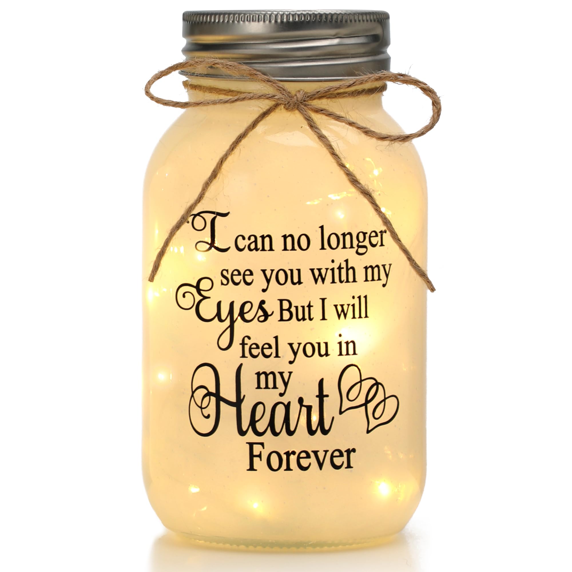 Maracco Inspirational Gift Memorial Gift, Mason Jar Lights I Can No Longer See You with My Eyes Bereavement Remembrance Sympathy