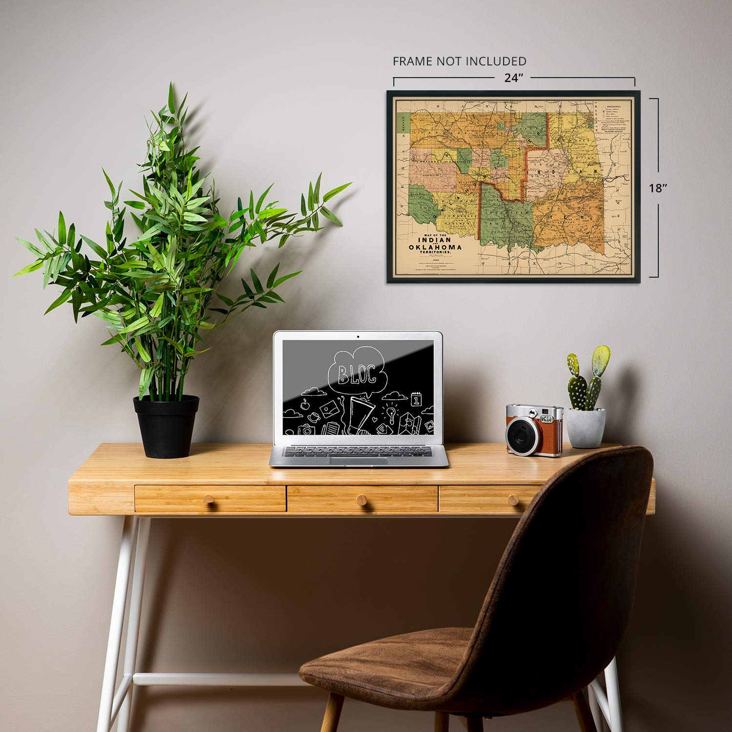 Historix Vintage 1892 Map Of The Indian And Oklahoma Territories - 18X24 Inch Vintage Map Of Oklahoma Wall Art - Vintage Oklahom