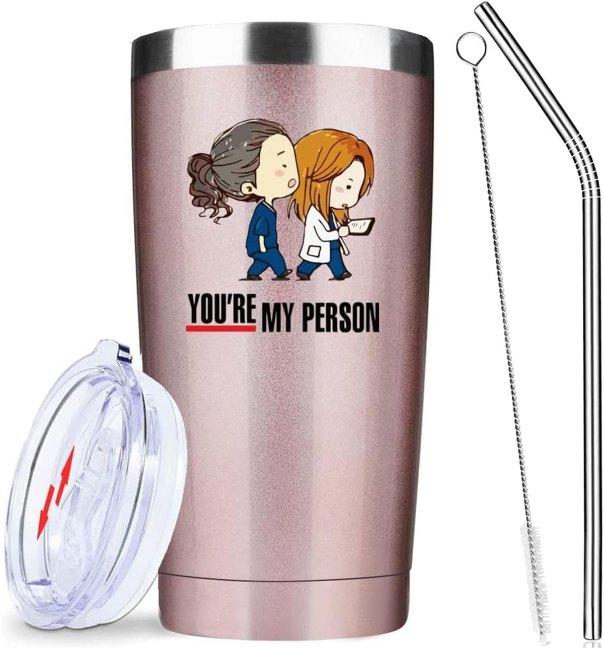 Athand Greys Anatomy Merch,Greys Anatomy Gifts,You Are My Person Gifts Insulated Tumblers With Lid & Straw 20 Oz,Stainless Steel