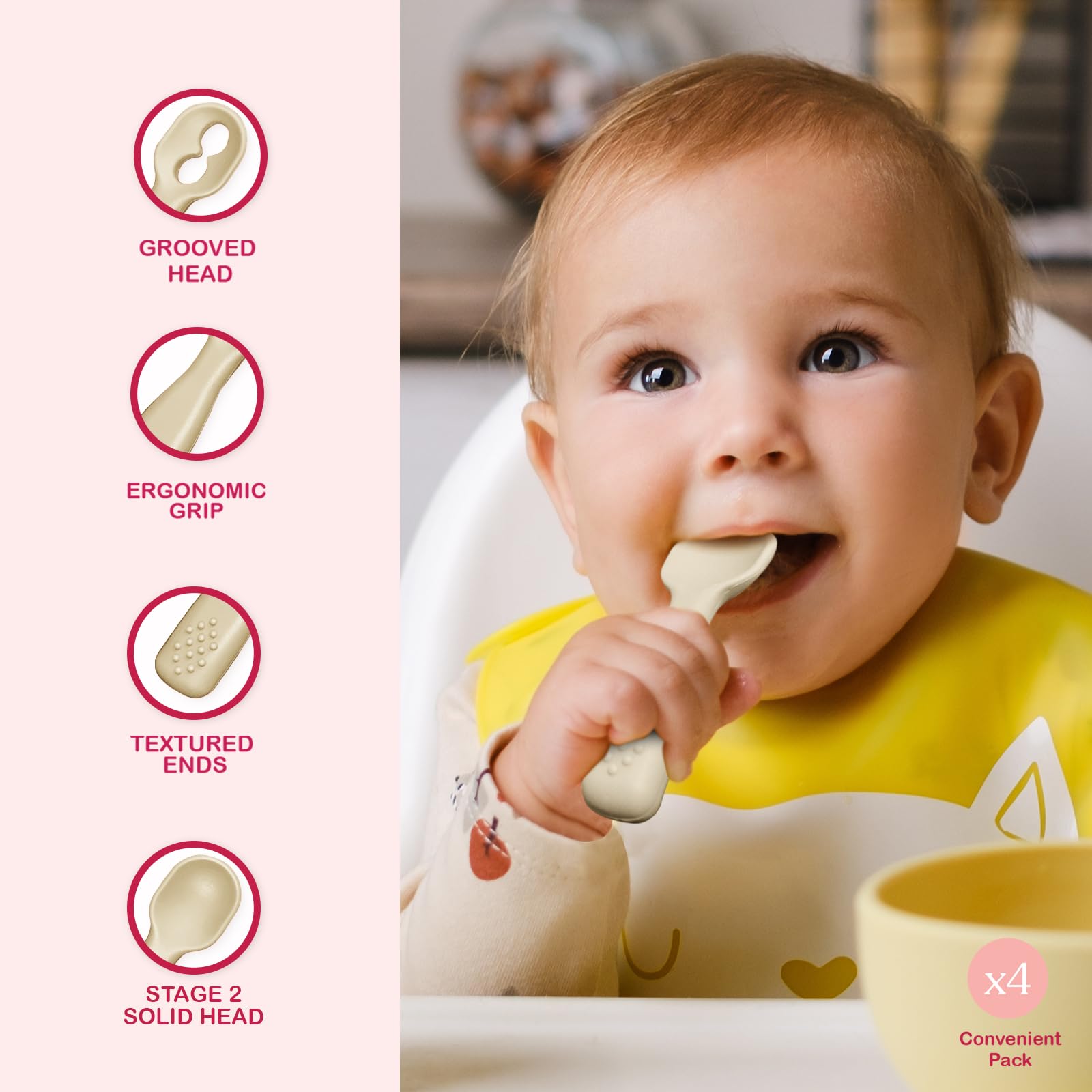 Silicone Baby Spoon Set | Baby Spoons Self Feeding 6 Months | Bpa Free Baby Led Weaning Spoons Stage 1 & 2 For Kids 6+ Months |