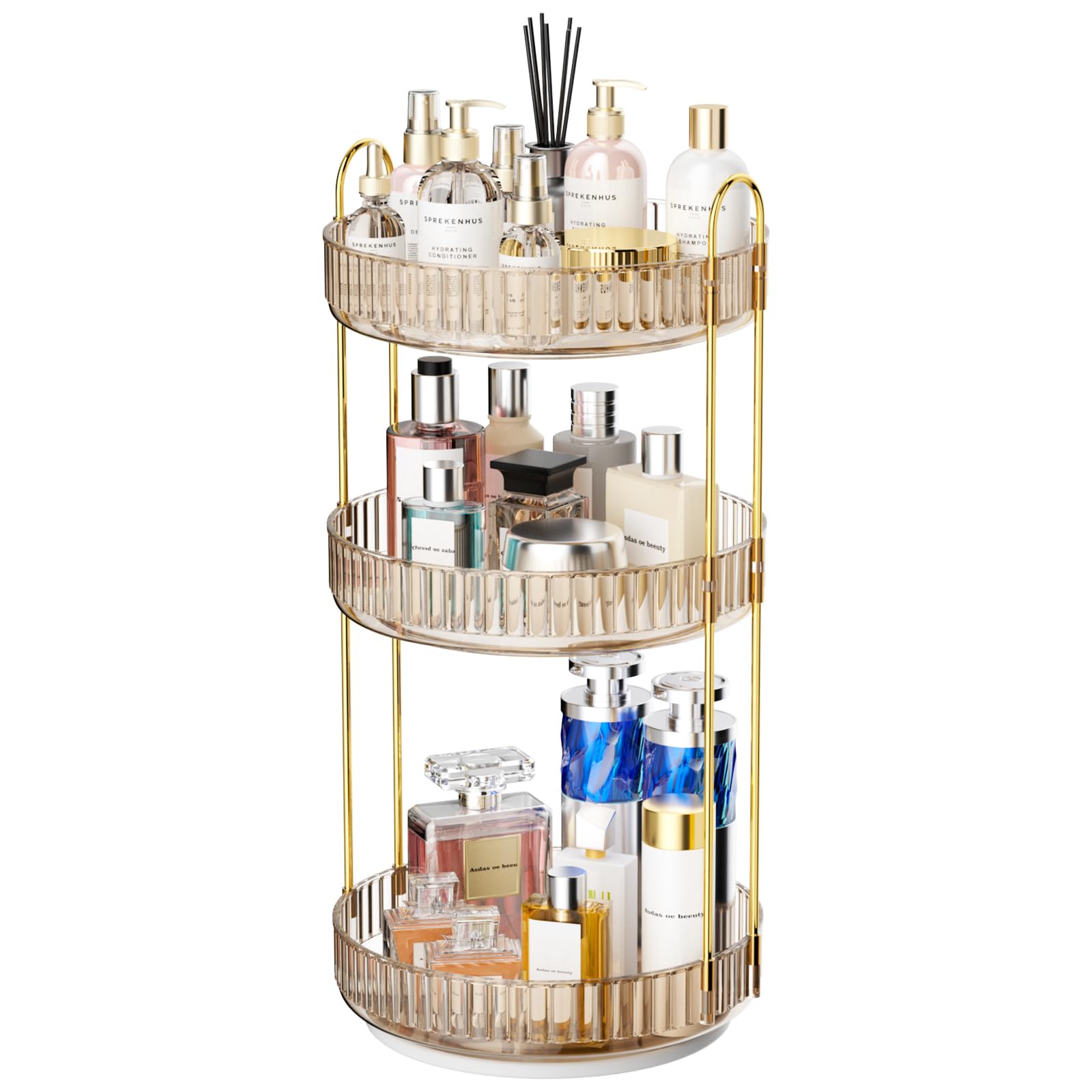 GTI 360Rotating Makeup Organizer, 3 Tier Large Capacity Perfume Cosmetics Skincare Vanity Organizers,Bathroom Counter Organizer,
