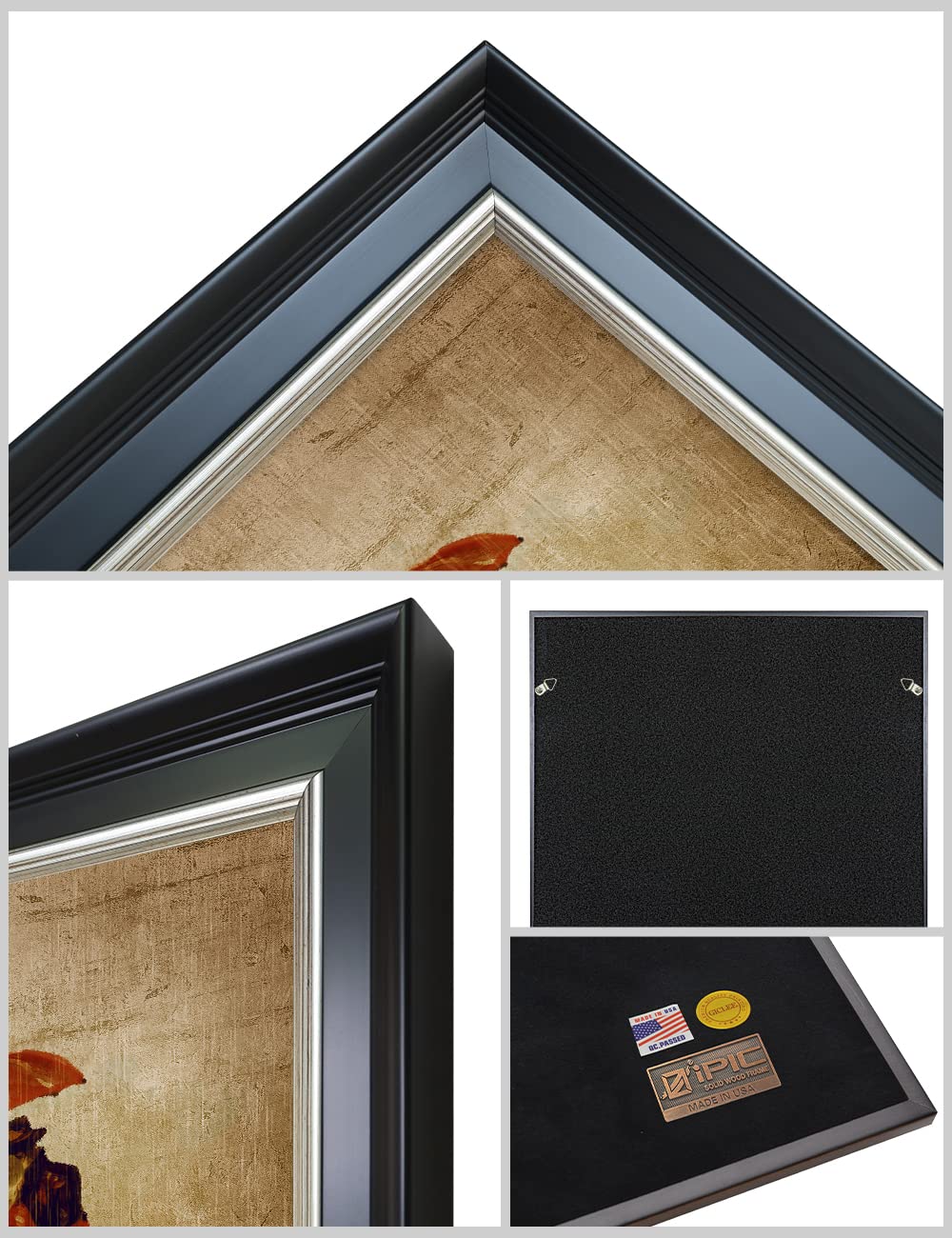 Ipic - Our First Kiss, Personalized Ideal Gift Custom Framed Wall Art With Names And Date, Giclee Prints With Solid Wood Frame,