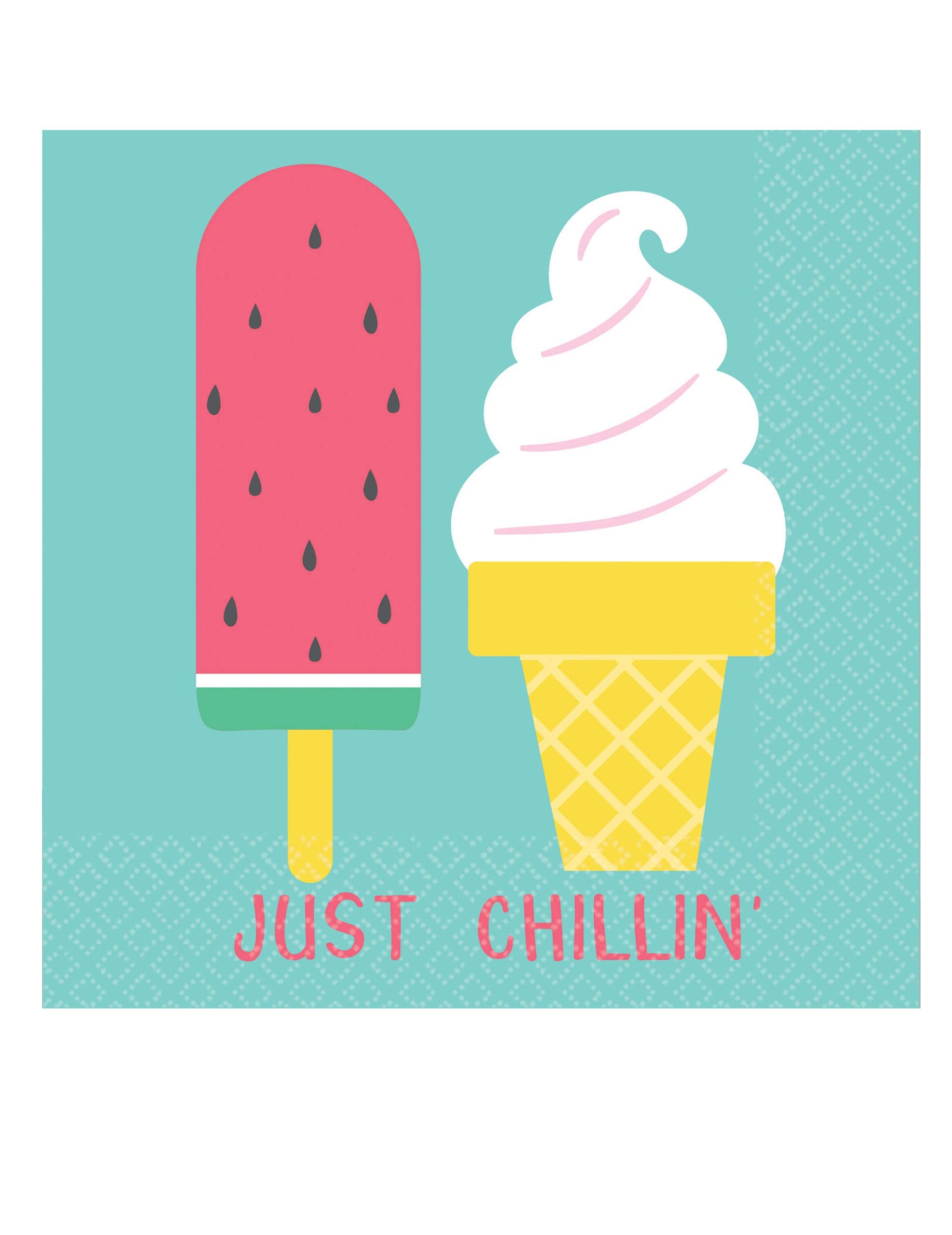 Vibrant Multicolor Just Chillin' Paper Beverage Napkins - 5'' X 5'', 16Ct - Durable & Absorbent - Eye-Catching Party Accessory F