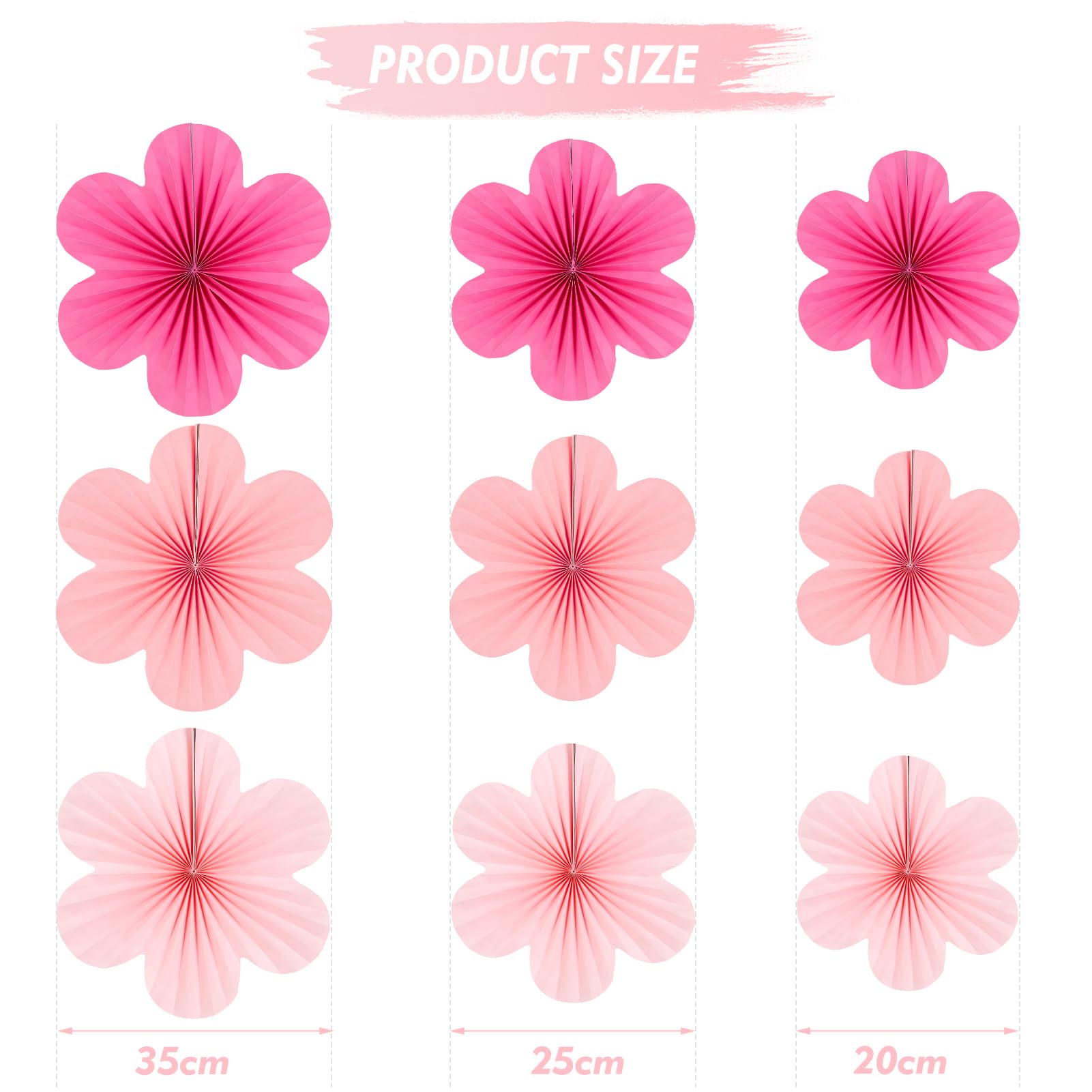 Easy Joy Hot Pink Paper Flowers Decorations For Wall Pink Paper Fans Classroom Decoration Paper Floral Backdrop Decor Paper Fans