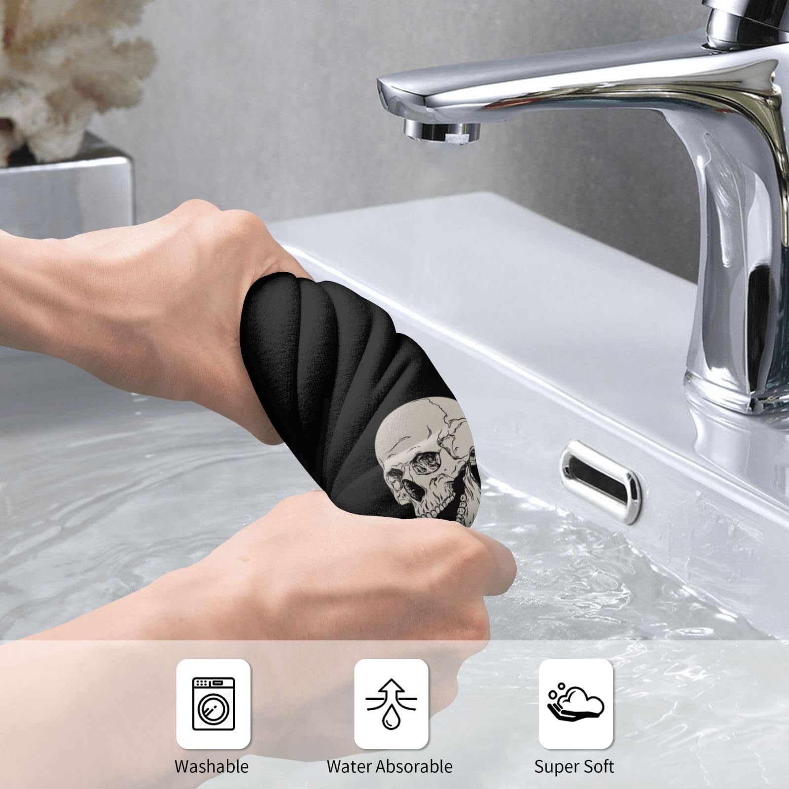 Dewoofly Rock And Roll Skeleton Hippie Skull Soft Fingertip Towels, Hand Towel, Dish Towel For Kitchen All Season 12 X 27.5 Inch