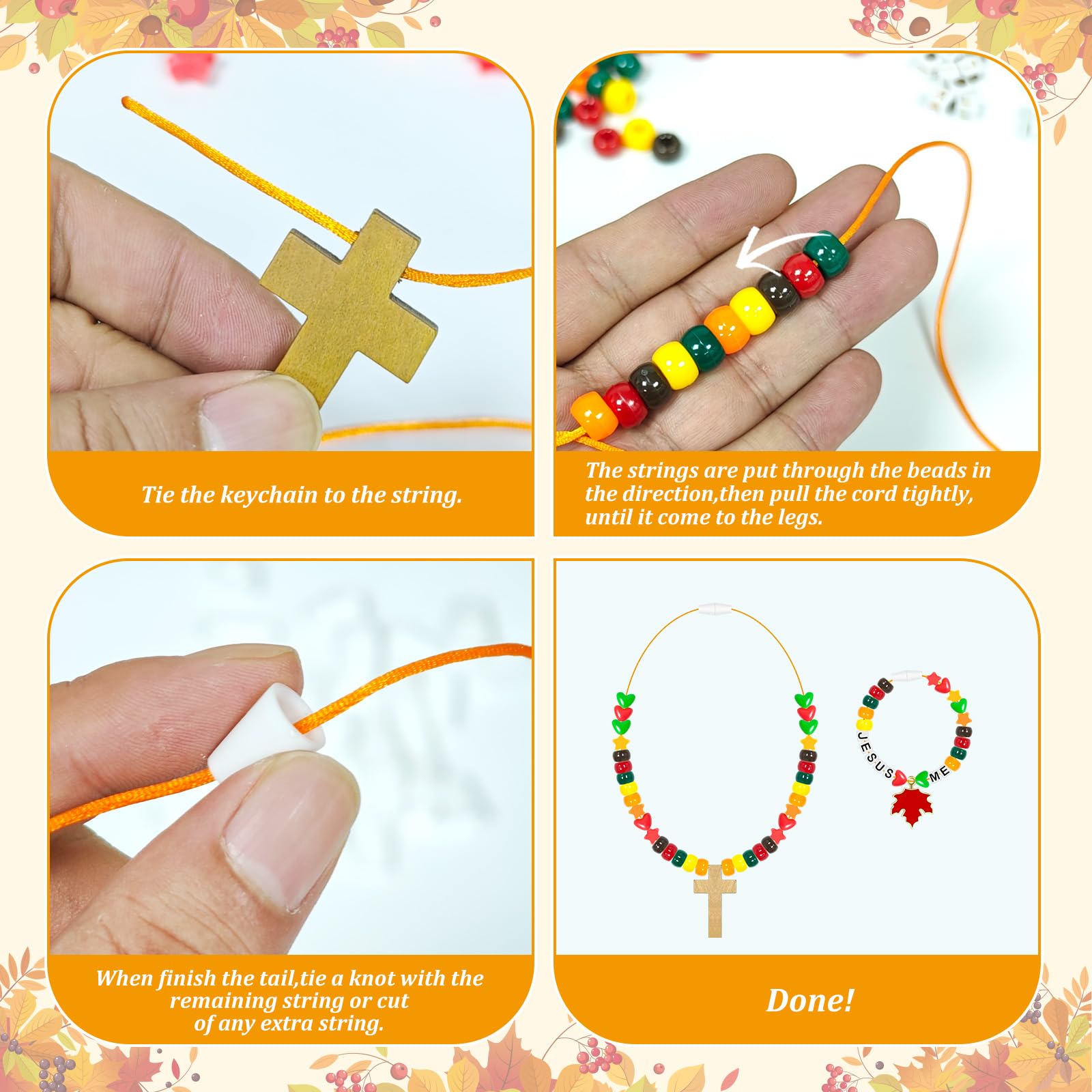 Cinrobiye 24 Sets Fall Religious Beads Kits DIY Christian Wristband Necklace Crafts Jesus Love Me Making Kits with Cross Charms