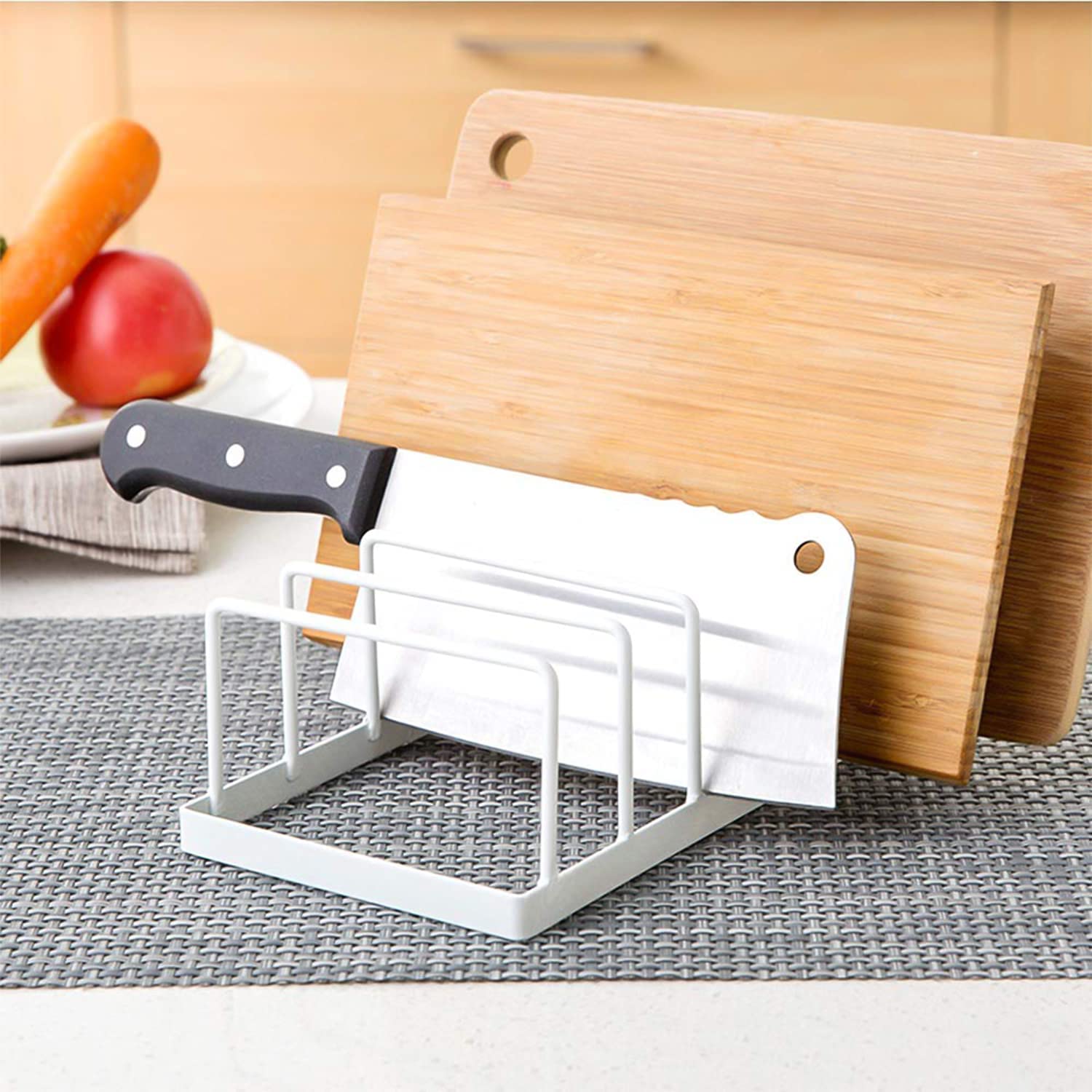Mnh Art 8X5 Inches Plate Stand Lid Rack Chopping Board Holder For Kitchen Tray Holder Book Mothers Day Gift Items (OffWhite)