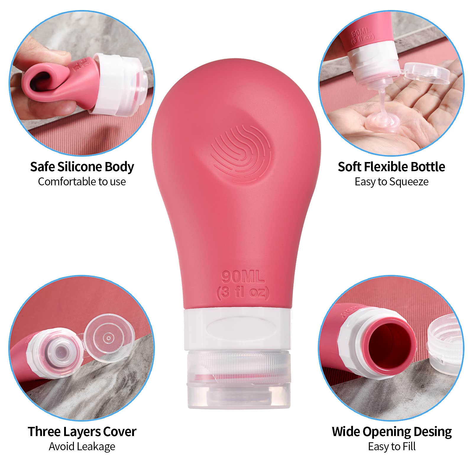 Gemice 16 Pack Travel Bottles Set For Toiletries,Tsa Approved Travel Size Containers Leak Proof Silicone Squeezable Tubes Travel
