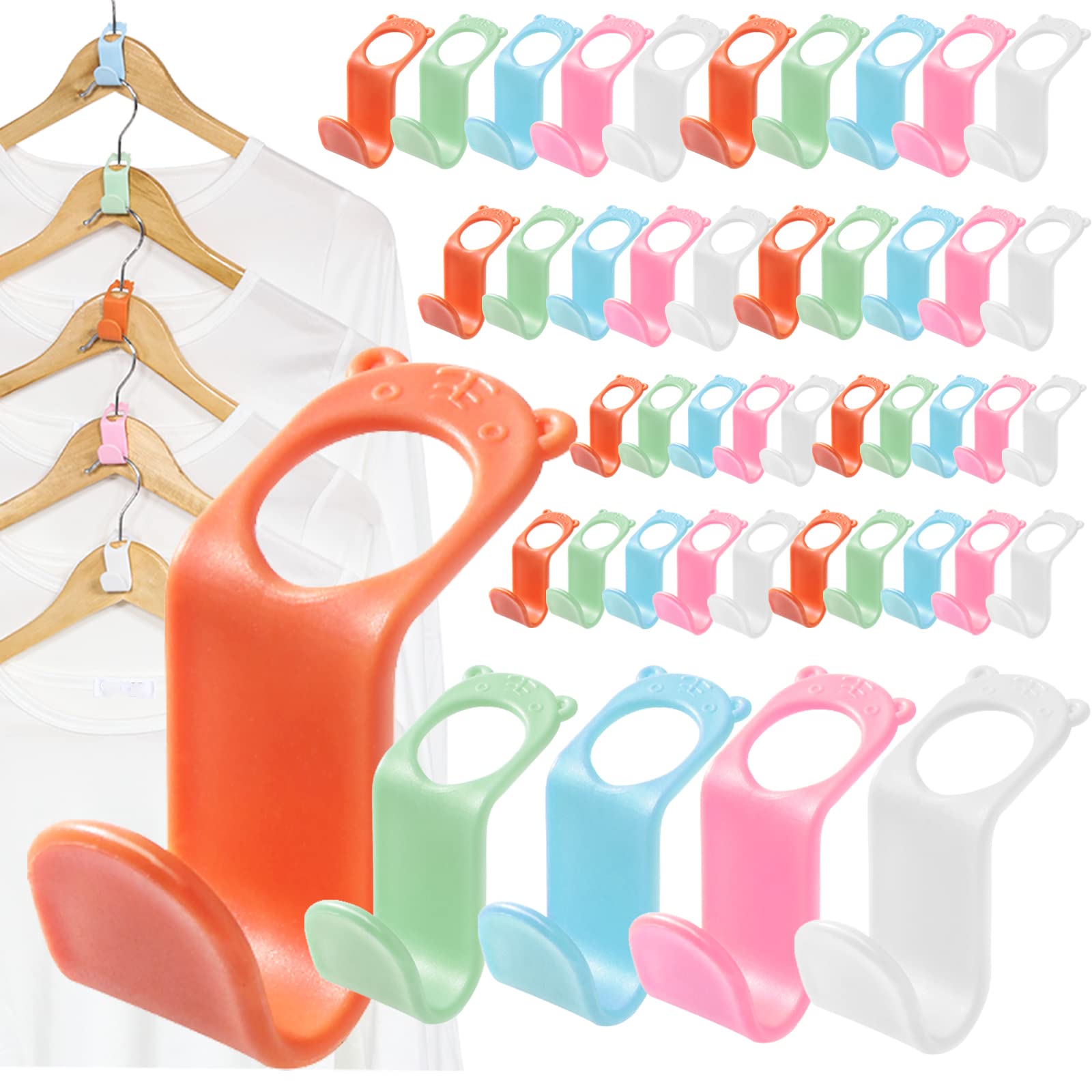 Slmt Clothes Hanger Connector Hooks 50Pcs Space Saving Hanger Extender Hooks Closet Organizer For Plastic Hangers Velvet Hangers