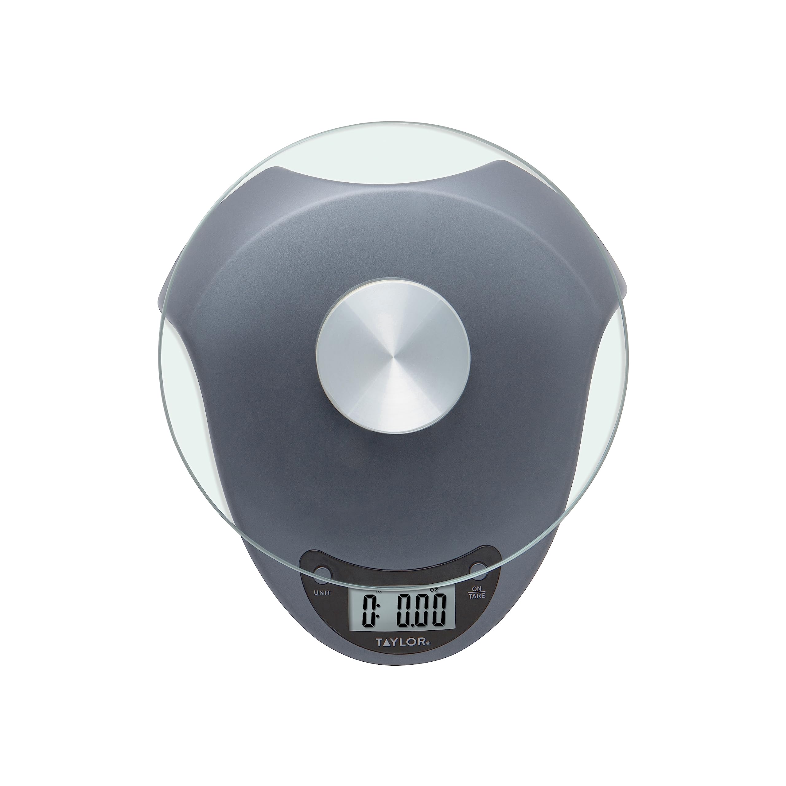 Taylor Digital Kitchen Scale With Glass Platform, Tare Button, And Plastic Body Weighs Up To 11 Pounds Capacity, Silver