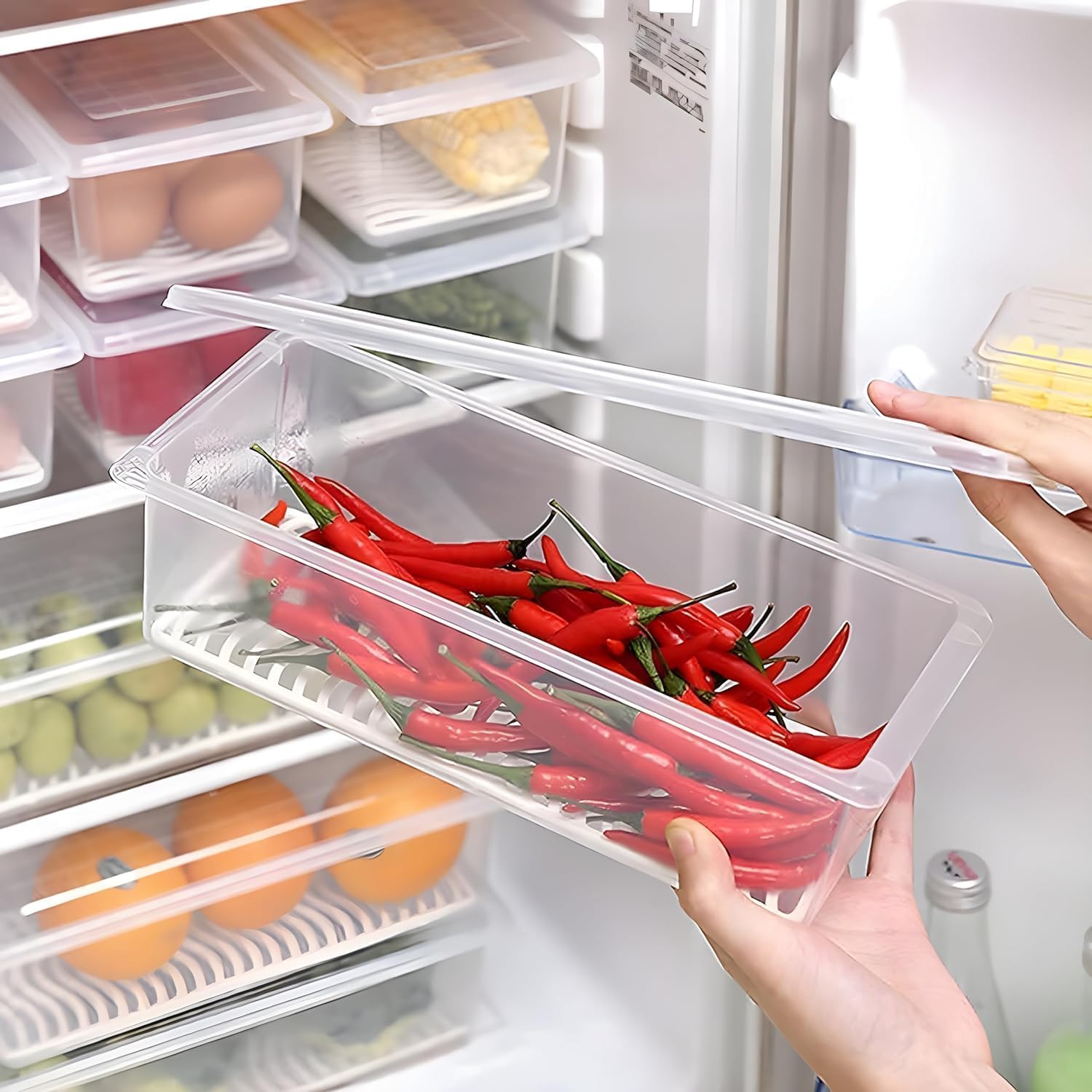 Satpurush Fridge Storage Boxes- Kitchen Containers Set, Masala Box For Kitchen, Plastic Storage Box For Kitchen, Fridge Organise