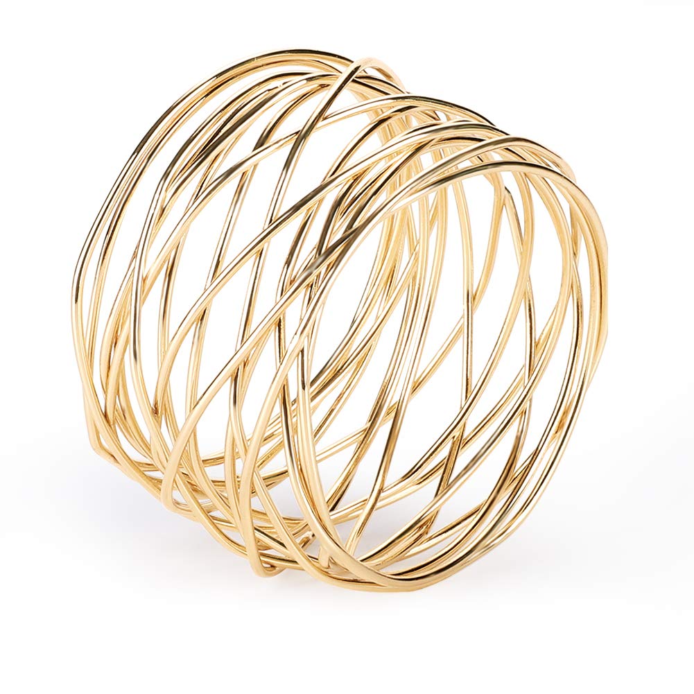 Accmor Metal Mesh Napkin Rings, Gold Napkin Rings For Dinner Party, Wedding, Birthday, Family Gatherings,6 Pack