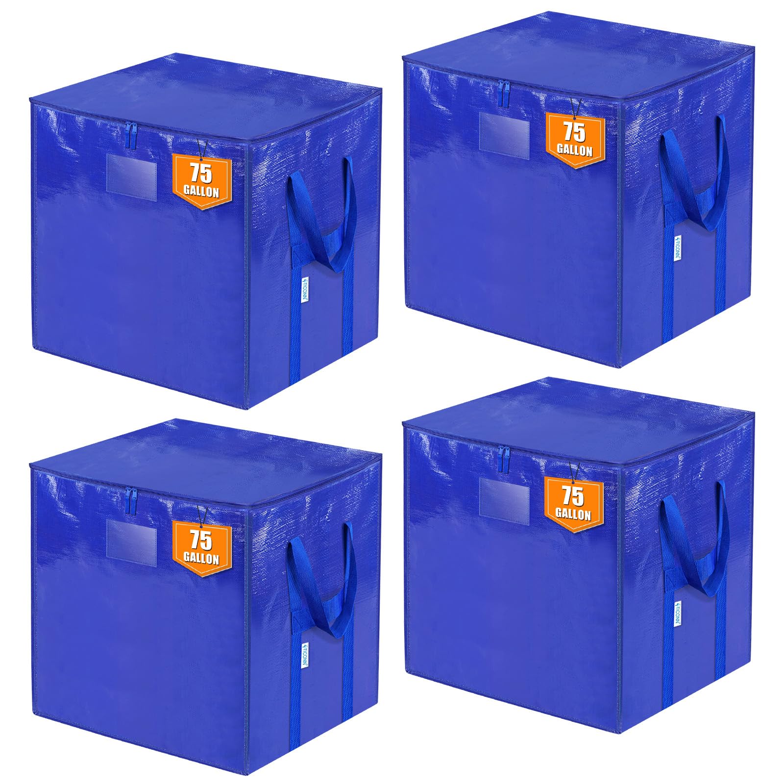 Ticonn 4 Pack Jumbo Moving Bags With Reinforced Handles, Square Heavy-Duty Storage Bags, Oversized Bags For Storage, Moving Supp