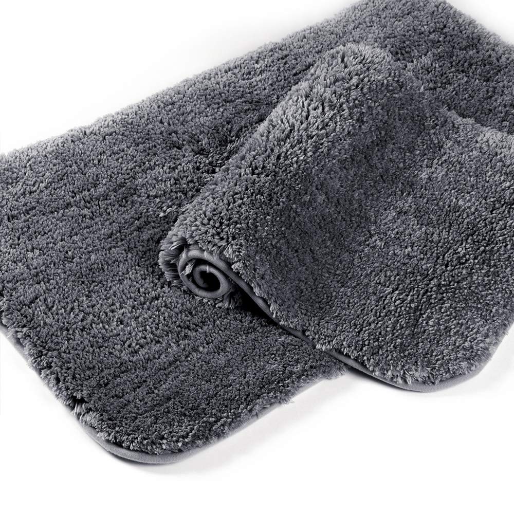 Walensee Shaggy 2 Piece Bath Rug Set, (20 X 32, 2 Pack Set, Dark Grey) Bathroom Rug Set Bath Mats For Bathroom Machine Wash/Dry
