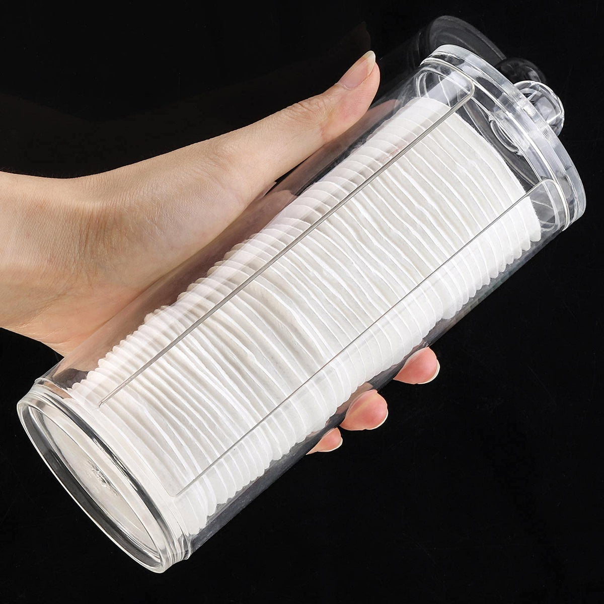 Tecbeauty Cotton Pad Holder Makeup Pads Cotton Swab Dispenser For Bathroom Storage,Clear, Acrylic, 2.9X7.5 Inch