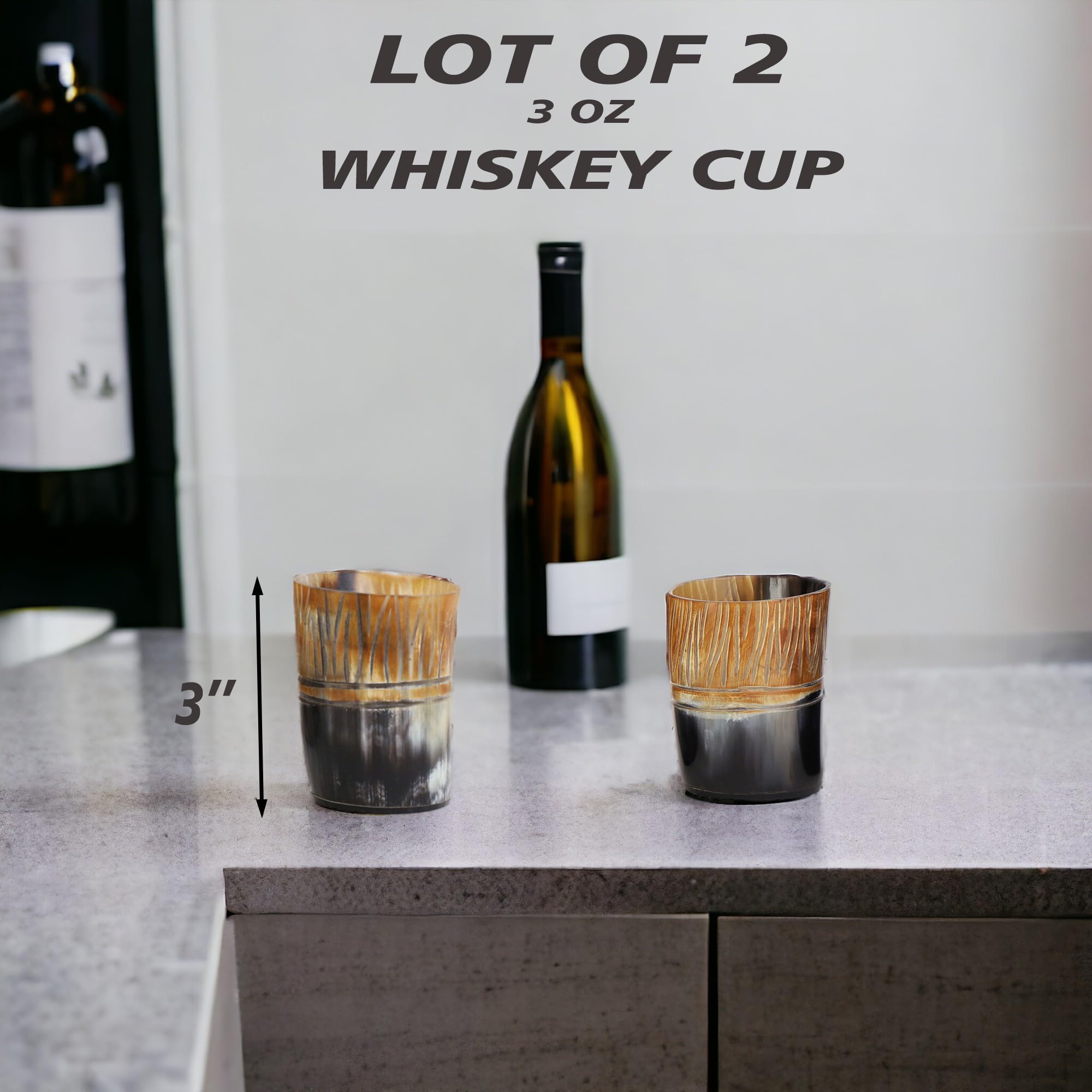 Brainmart - Viking Drinking Horn Mug Leather Belt Holster 16 Ox Drinking Tankard Shot Cup Bottle Opener | Made From Real Ox Horn