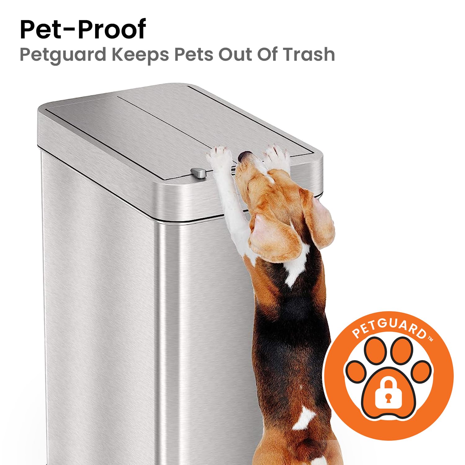 Itouchless 18 Gallon Wings Open Kitchen Trash Can With Lid And Odor Filter, Dog Proof Lid Lock 68 Liter Slim Stainless Steel Gar