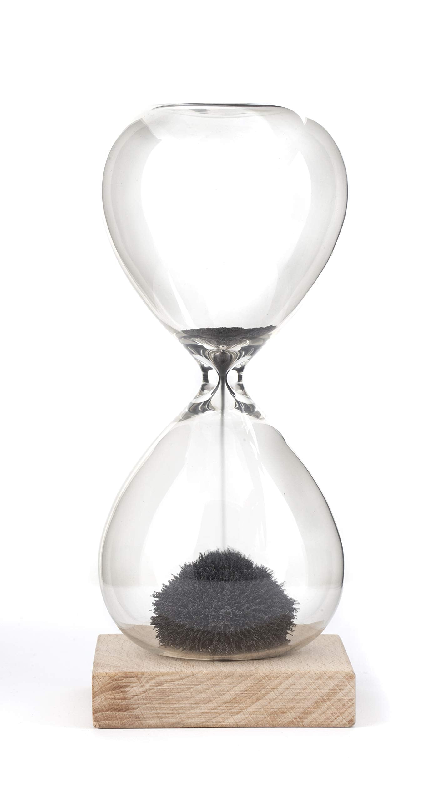 Kikkerland One Minute Timer Countdown Black Magnetic Sand Hourglass, Wood Base, Stalagmite