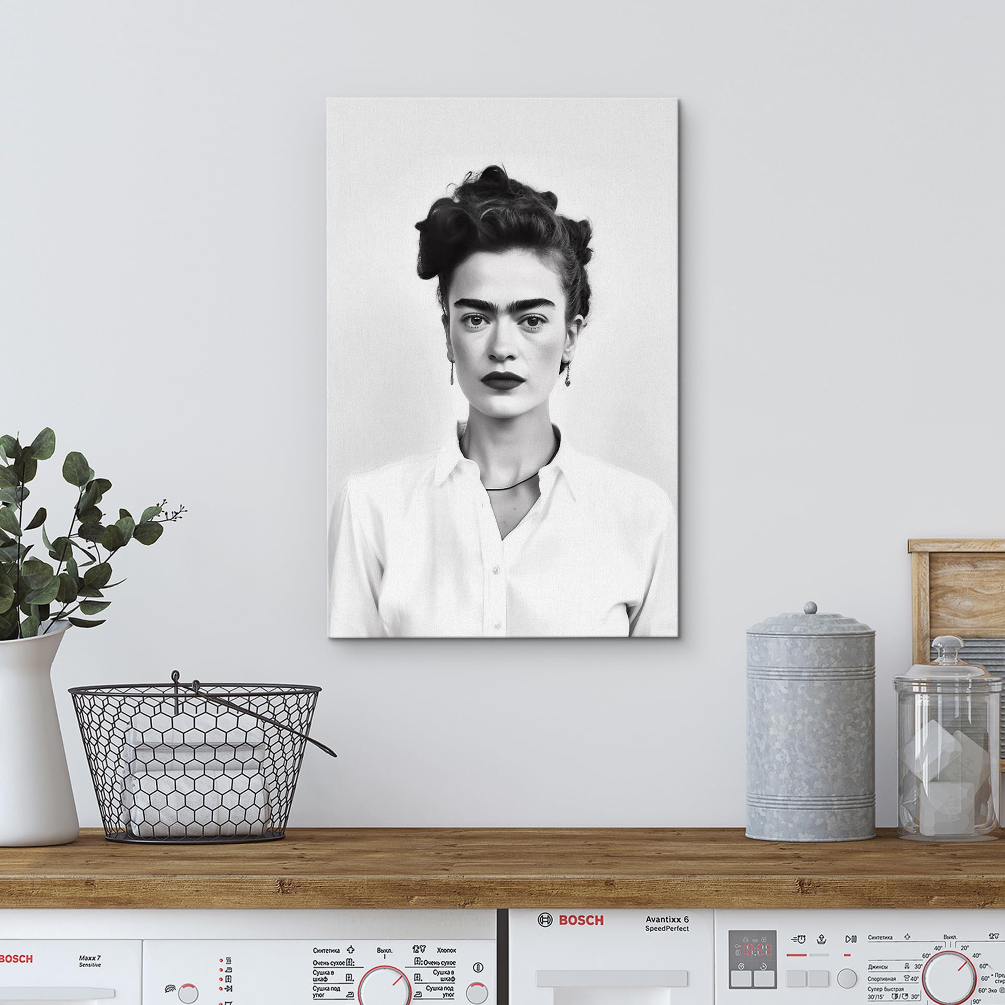 Wall26 Canvas Print Wall Art Frida Kahlo Black & White Classic Portrait Celebrities Pop Culture Photography Realism Vintage Retr