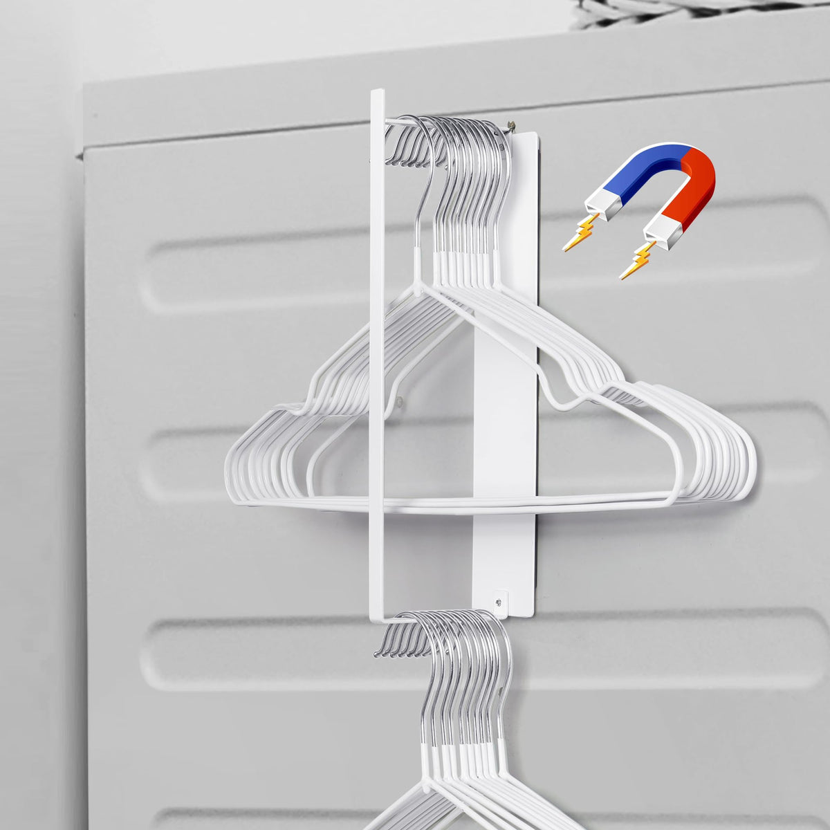 Easttowest Magnetic Hanger Organizer Stacker,Clothes Hanger Storage Rack,Hanger Holder For Closet Laundry Room Washing Machine,W