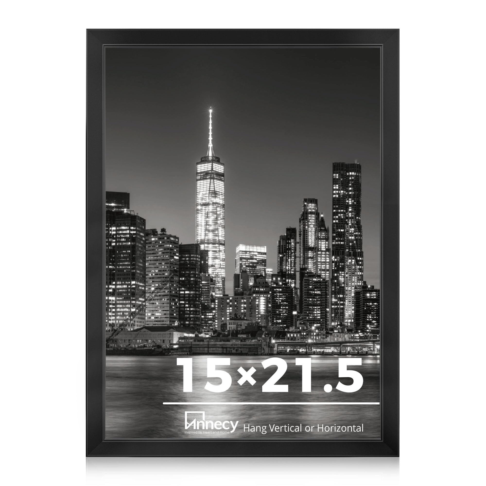 Annecy 15x21.25 Picture Frame Black(1 Pack), 15 x 21.25 Picture Frame for Wall Decoration, Classic Black Minimalist Style Suitab