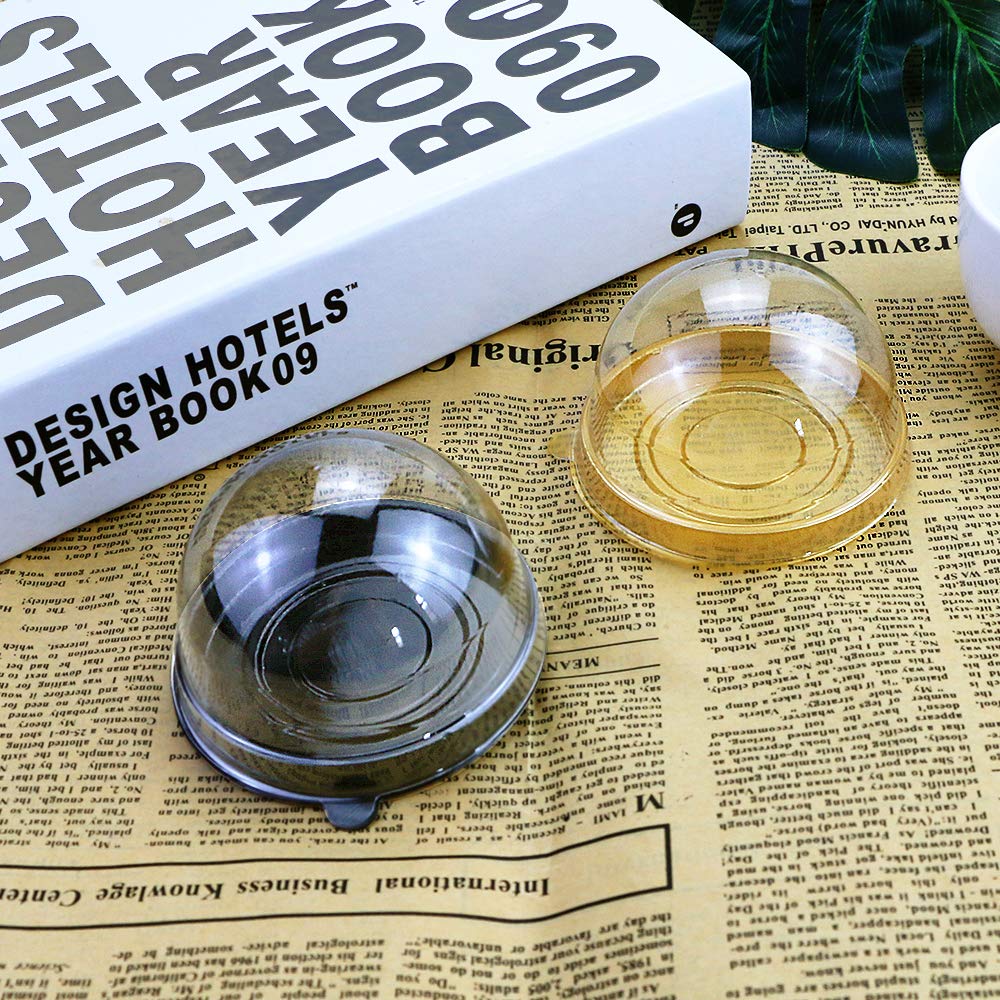 Pralb 100 Set Muffin Pod Dome Clear Plastic Mini Cupcake Boxes Muffin Single Container Box Wedding Birthday Gifts Supplies 2.76