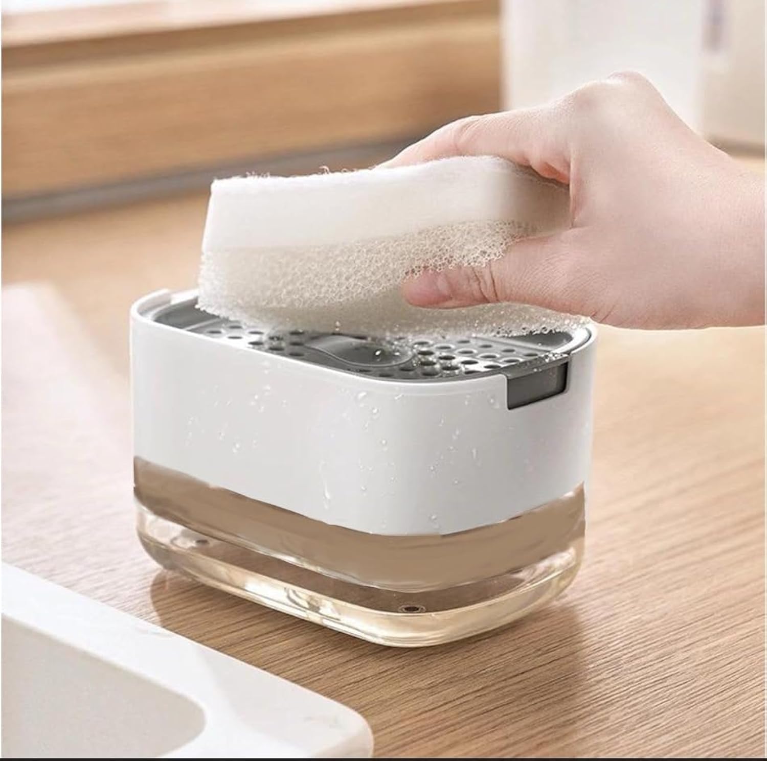Riomax 2 In 1 Liquid Soap Dispenser For Dishwasher Liquid Holder/Sponge Holder/Bathroom Soap Dispenser, Liquid Dispenser Through