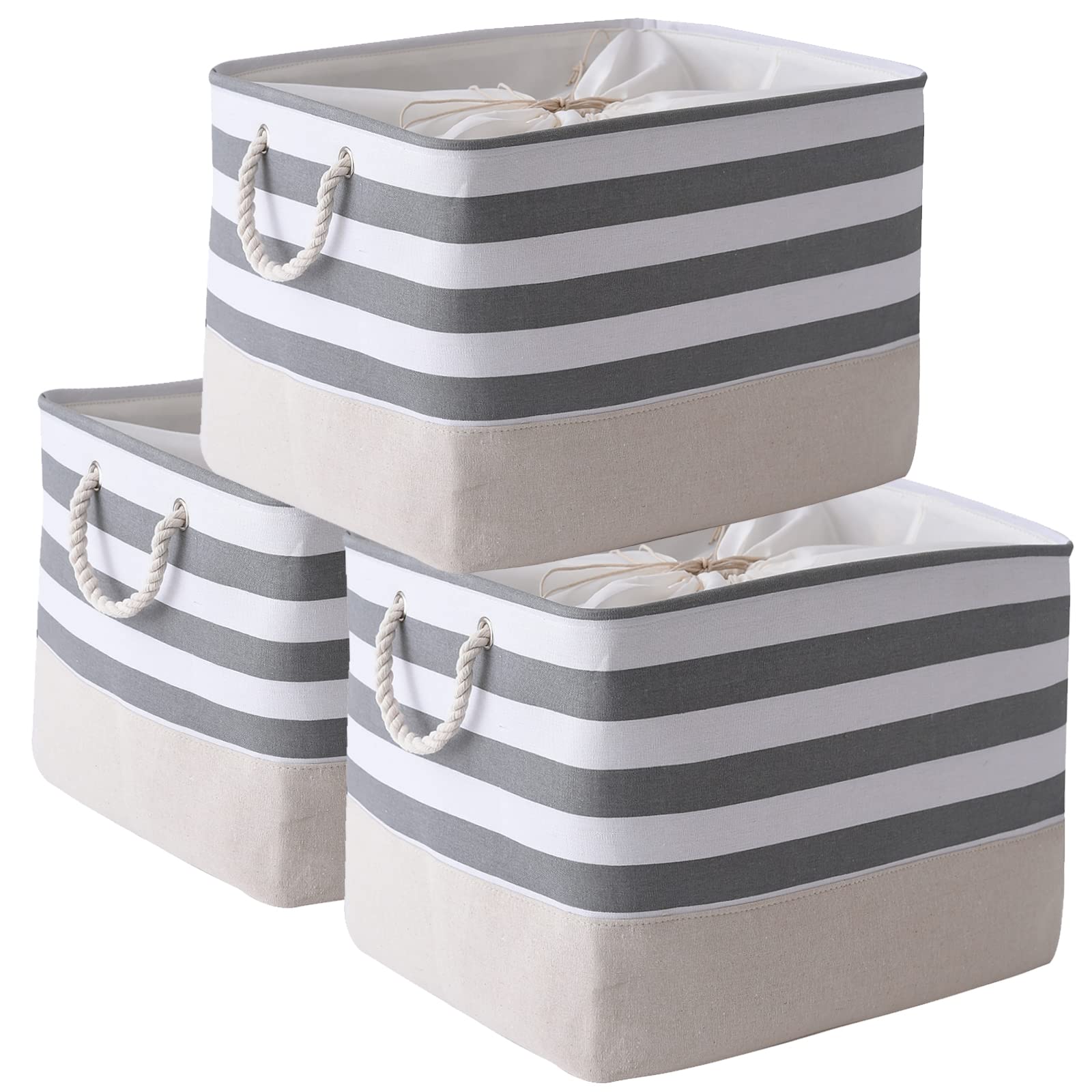 Thewarmhome Jumbo Storage Bins Baskets, Sturdy Fabric Organizing Basket W/Handles, Decorative Foldable Storage Baskets For Shelv