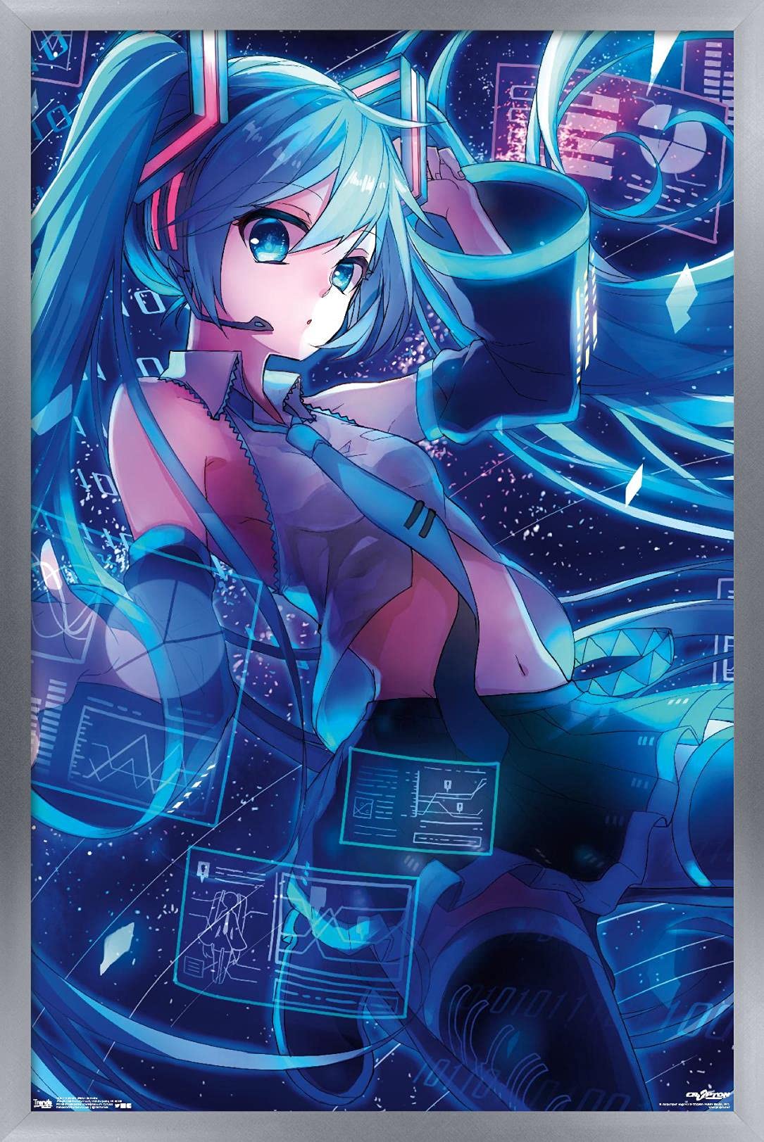 Trends International Hatsune Miku - Screens Wall Poster, 14.725'' X 22.375'', Silver Framed Version