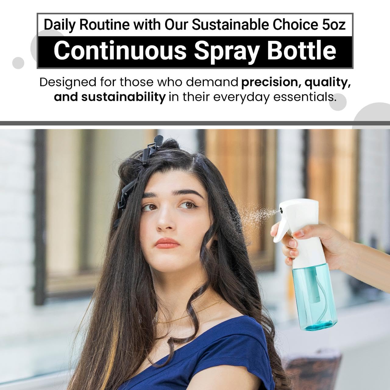 Continuous Mist Spray Bottle - Ultra Fine Mist For Hair Styling, Salon Use, And Versatile Applications - Ideal For Plants, Clean